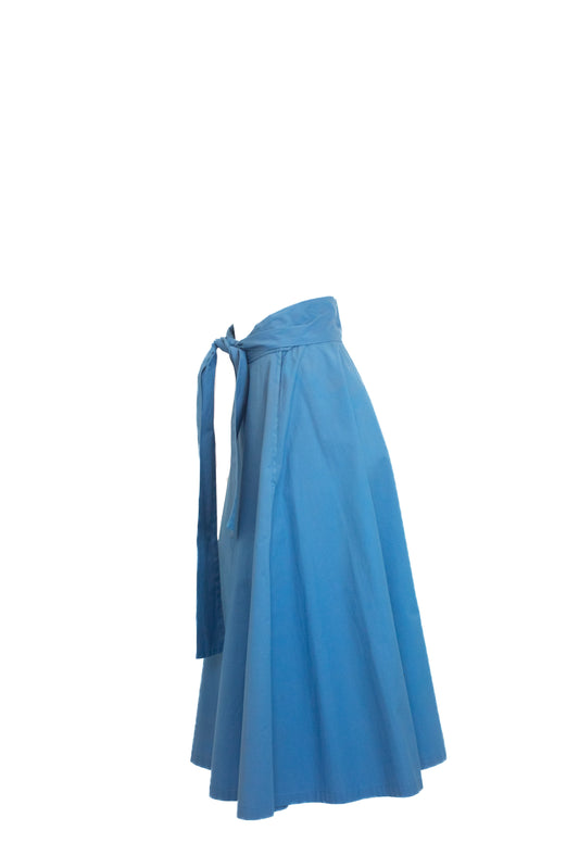 Yves Saint Laurent Rive Gauche Vintage Blue Cotton Belted Skirt