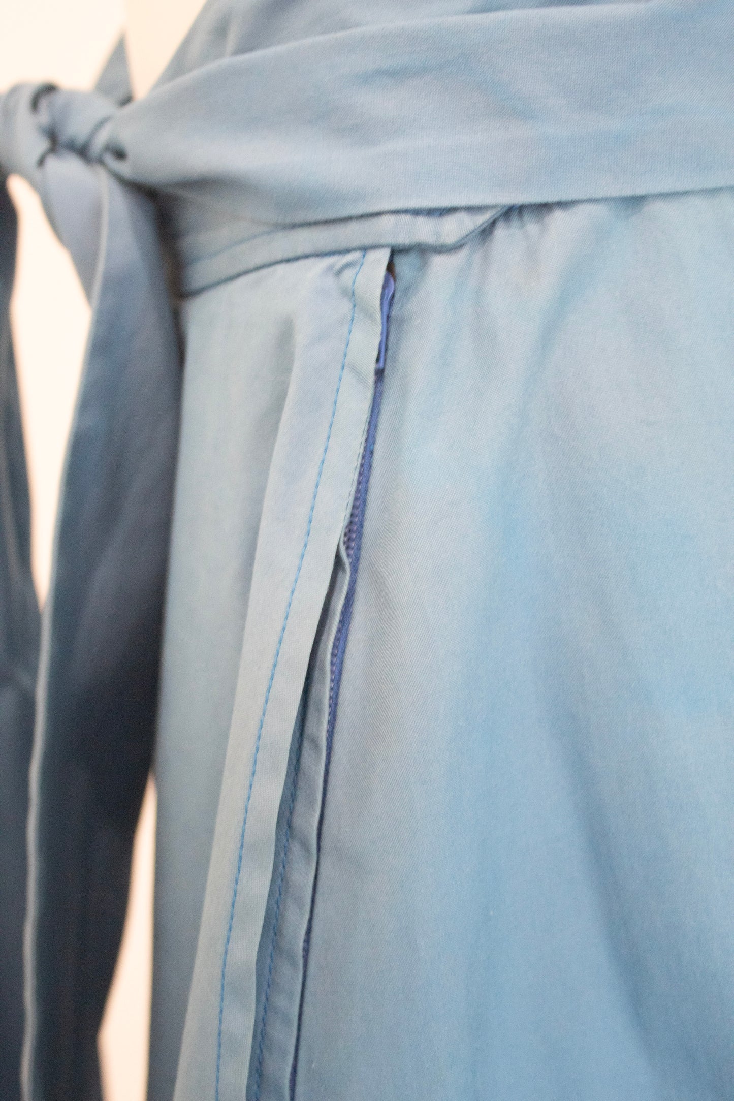 Yves Saint Laurent Rive Gauche Vintage Blue Cotton Belted Skirt