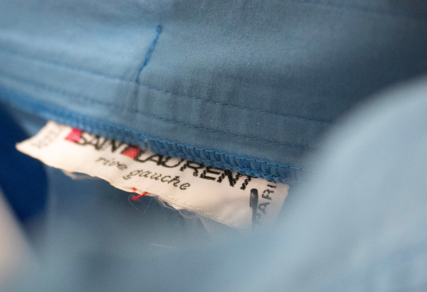 Yves Saint Laurent Rive Gauche Vintage Blue Cotton Belted Skirt