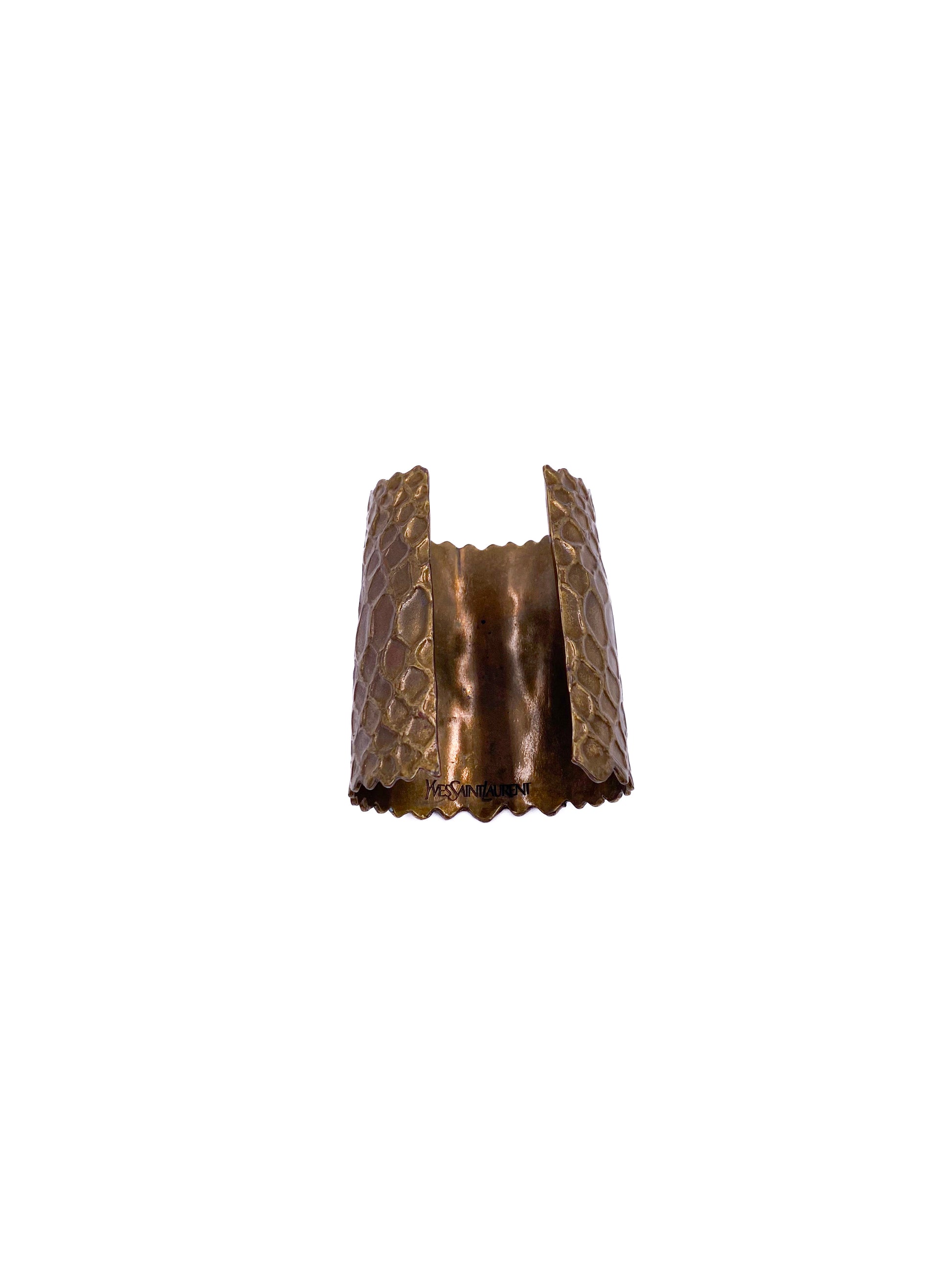 Yves Saint Laurent 1980s Bronze Snakeskin Textured Cuff - The Kit Vintage