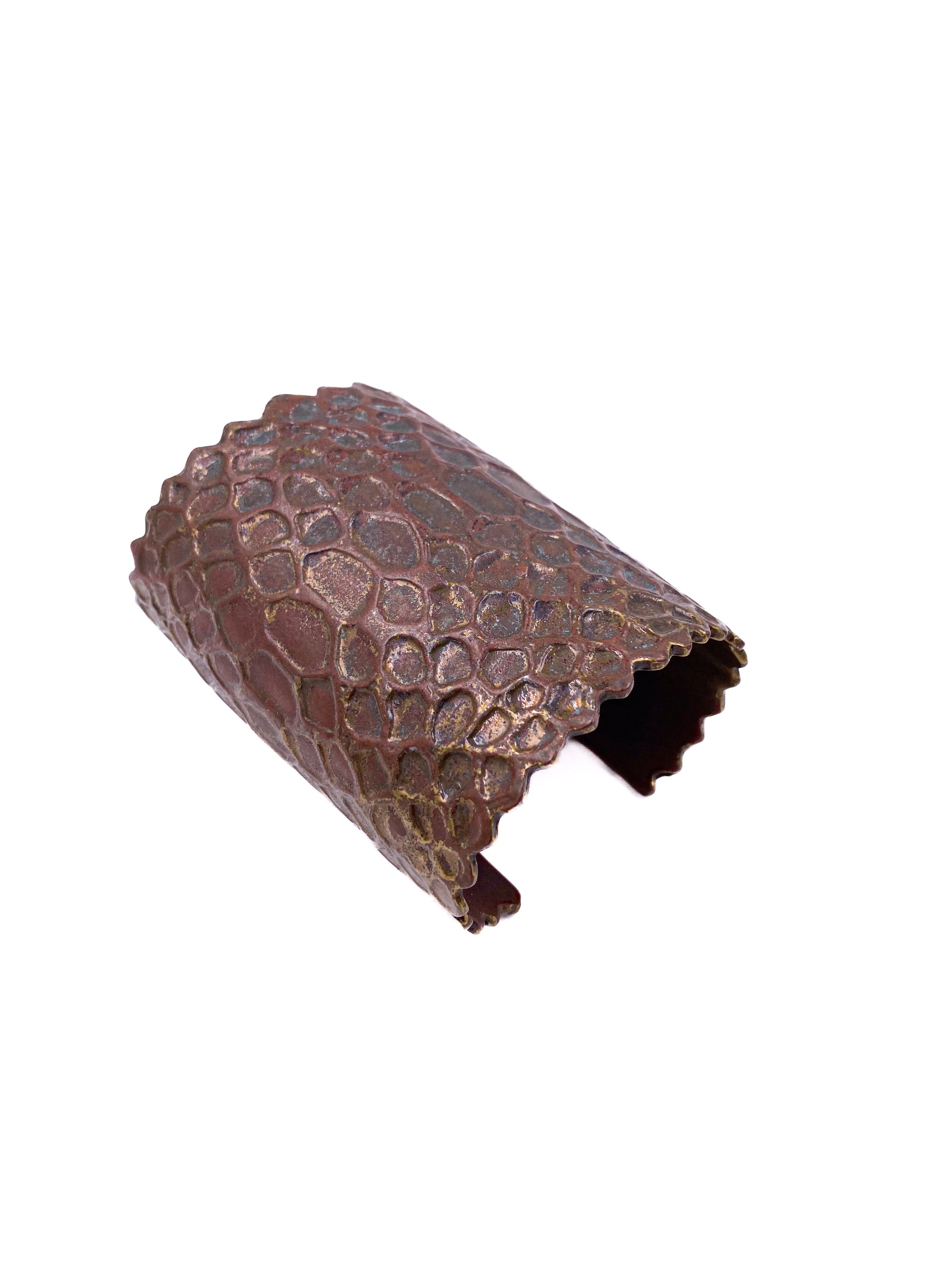 Yves Saint Laurent 1980s Bronze Snakeskin Textured Cuff - The Kit Vintage