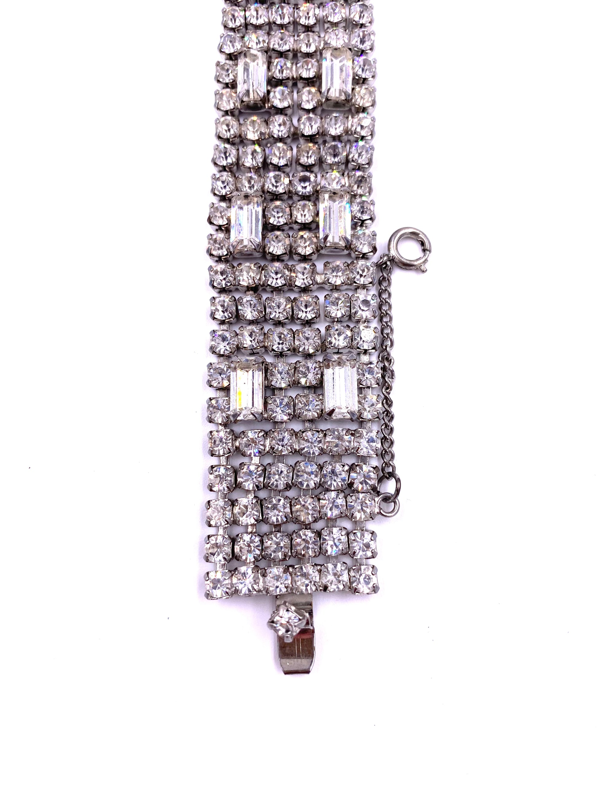 Weiss Large Rhinestone Bracelet with Chain - The Kit Vintage