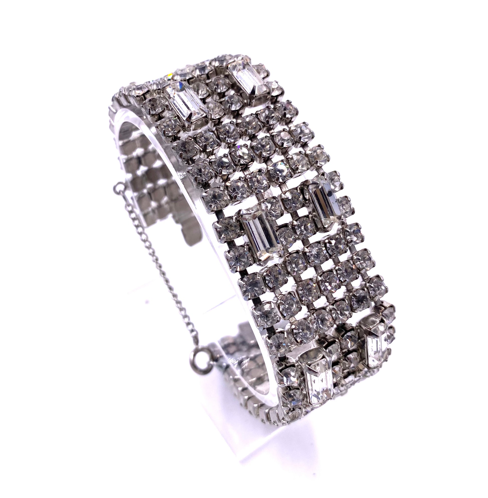 Weiss Large Rhinestone Bracelet with Chain - The Kit Vintage