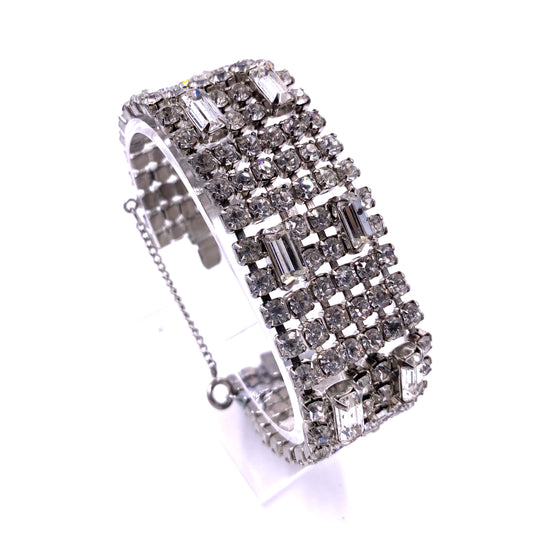 Weiss Large Rhinestone Bracelet with Chain - The Kit Vintage