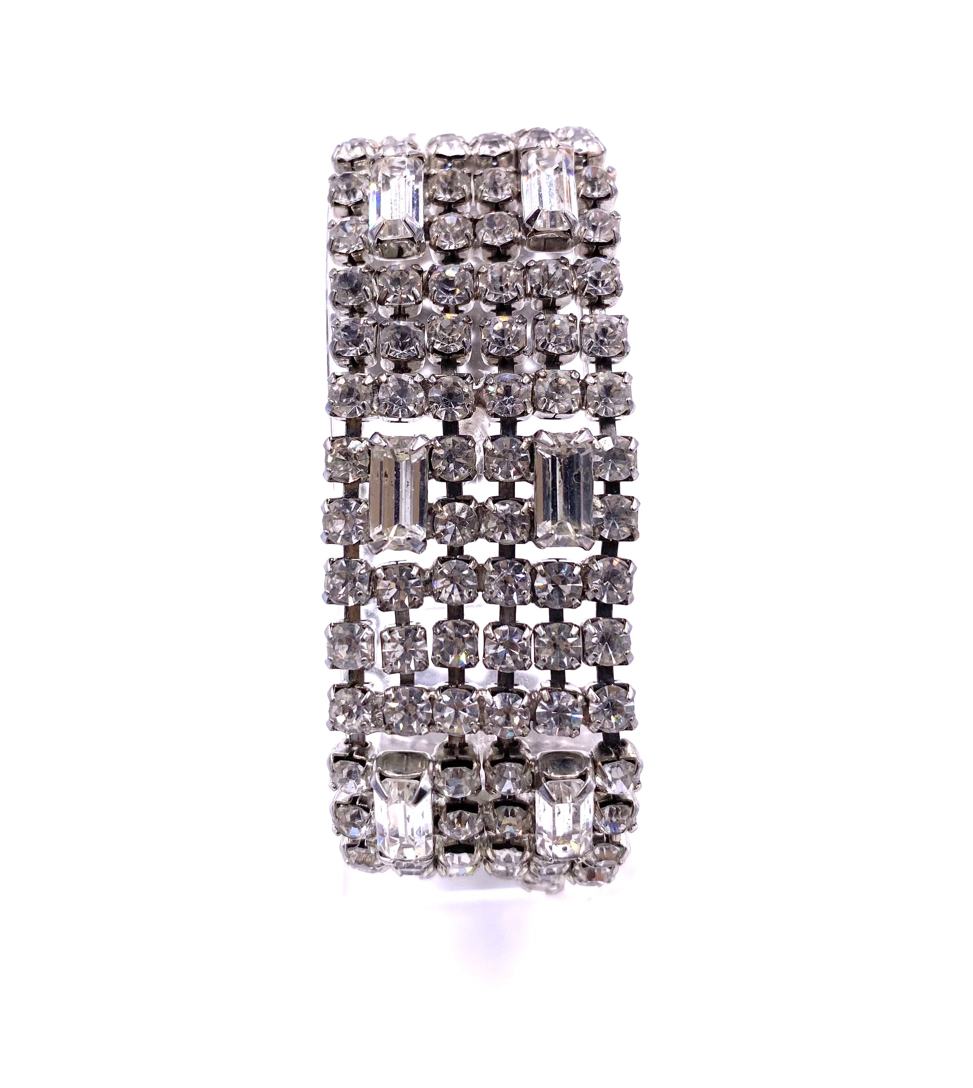 Weiss Large Rhinestone Bracelet with Chain - The Kit Vintage
