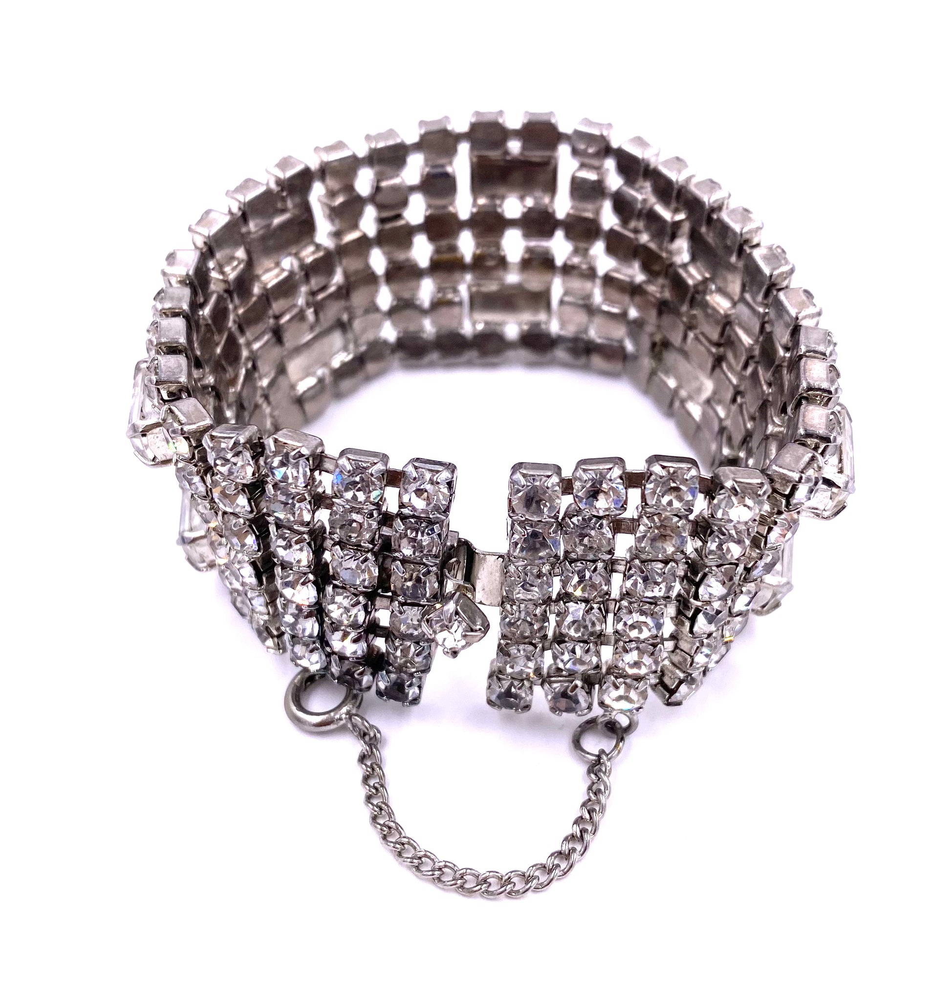Weiss Large Rhinestone Bracelet with Chain - The Kit Vintage