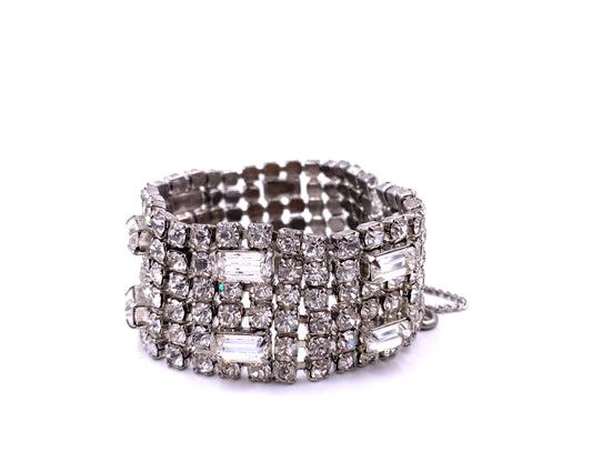 Weiss Large Rhinestone Bracelet with Chain - The Kit Vintage