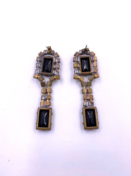 Bijoux Blue Rhinestone Drop Earrings - The Kit Vintage