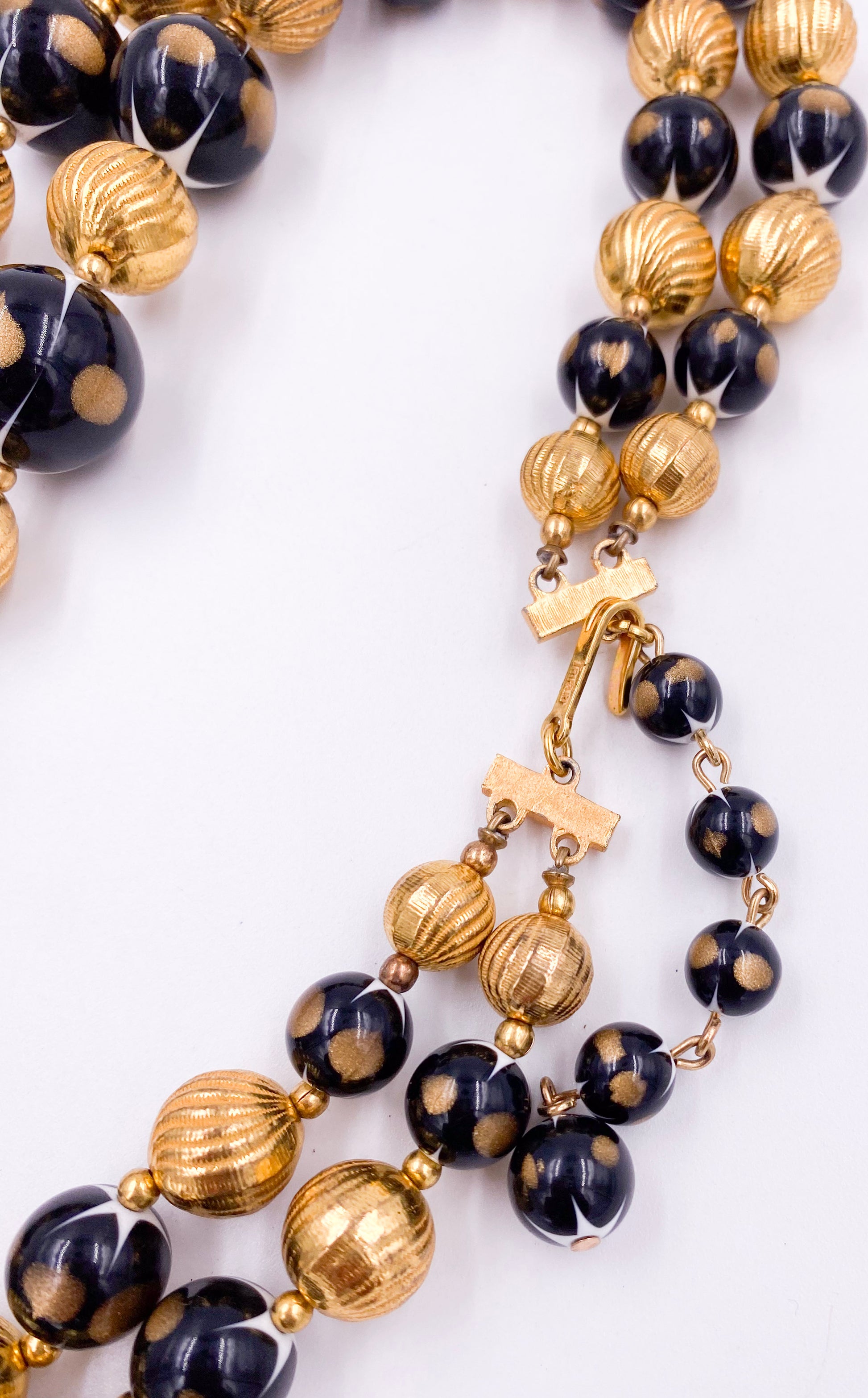 Trifari Vintage Black/Gold Ball Double Layered Necklace - The Kit Vintage