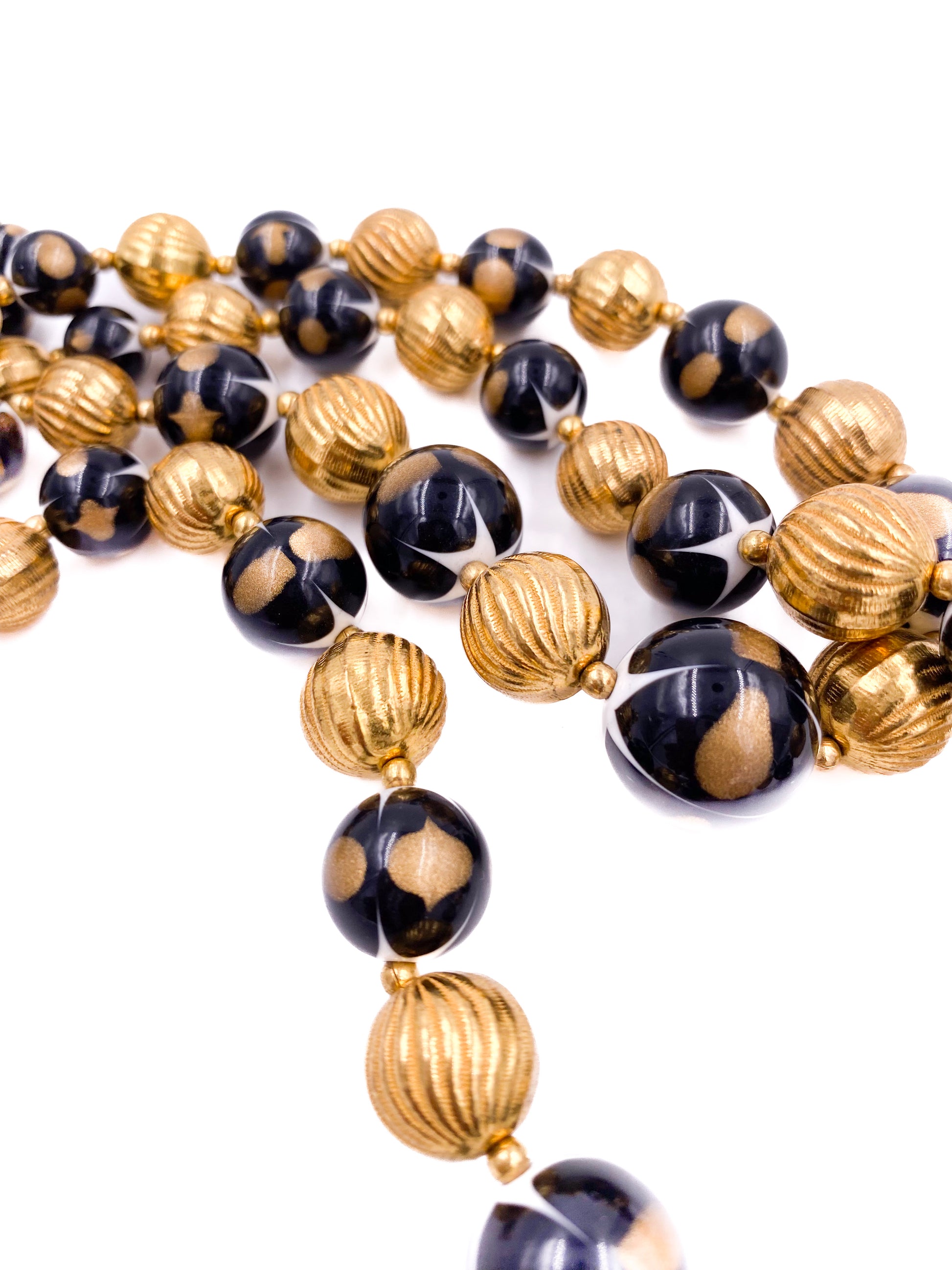 Trifari Vintage Black/Gold Ball Double Layered Necklace - The Kit Vintage