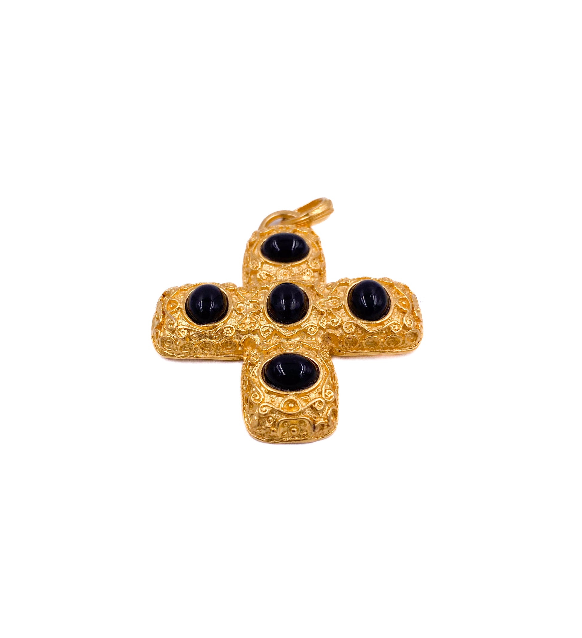Vintage Kenneth Jay Lane for QVC Cross Pendant with Black Cabochons - The Kit Vintage