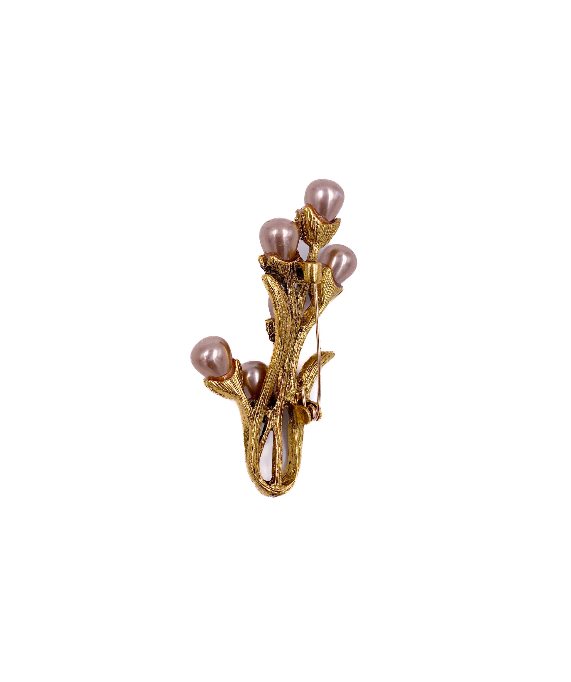 Vintage Pearl Floral Bouquet Brooch with Rhinestones - The Kit Vintage