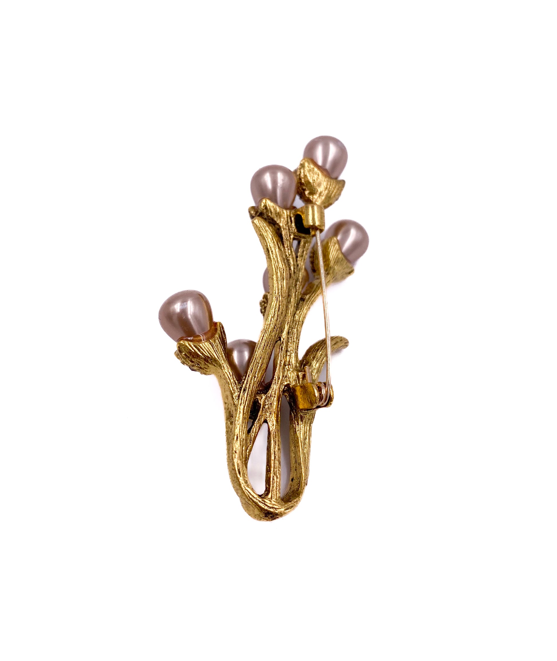 Vintage Pearl Floral Bouquet Brooch with Rhinestones - The Kit Vintage