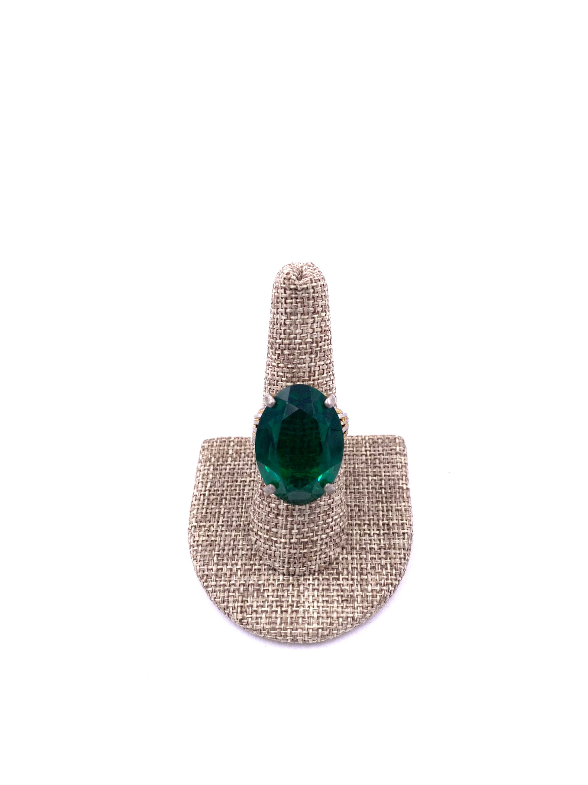Emerald Oval Cocktail Ring - The Kit Vintage