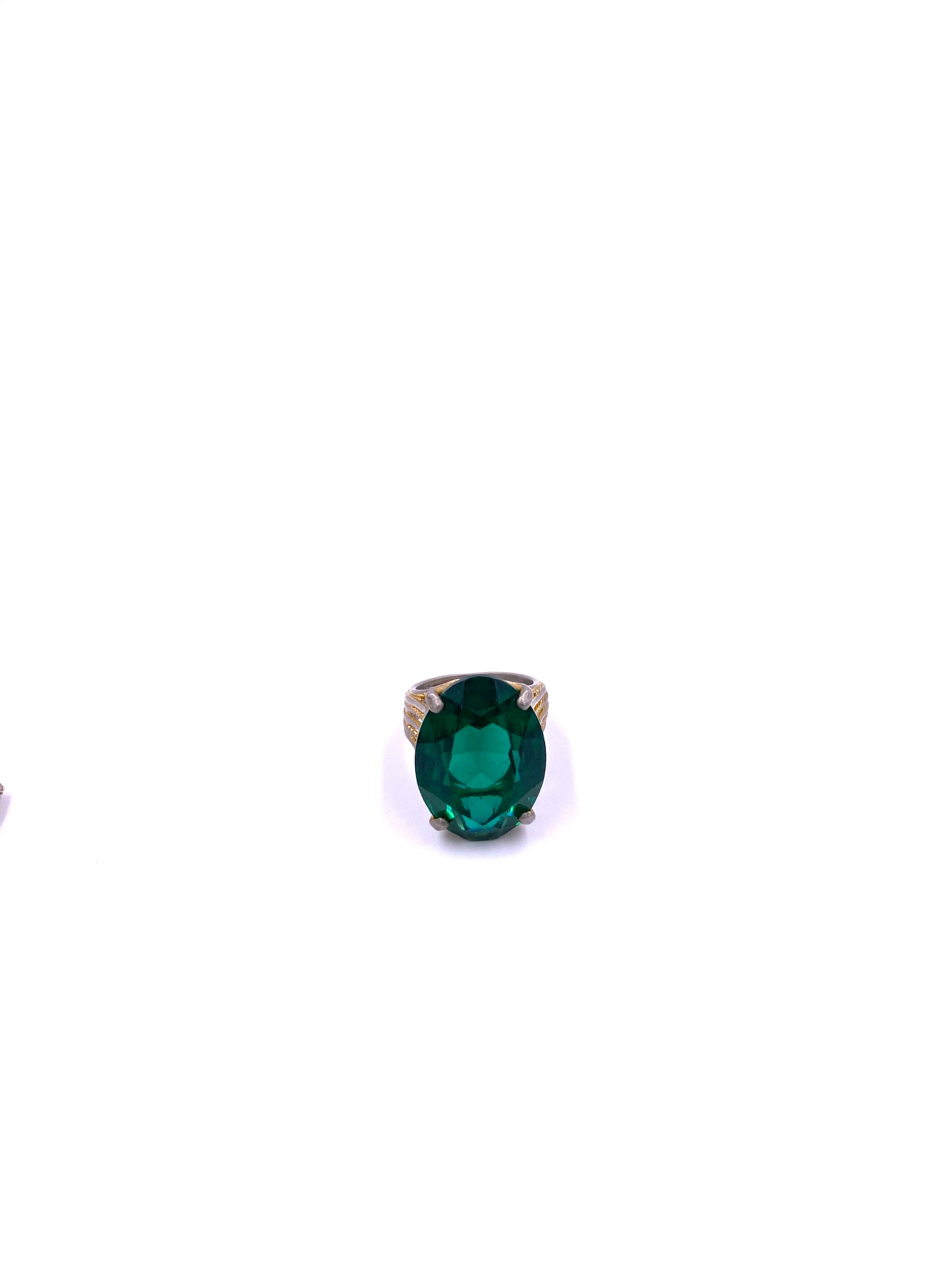 Emerald Oval Cocktail Ring - The Kit Vintage