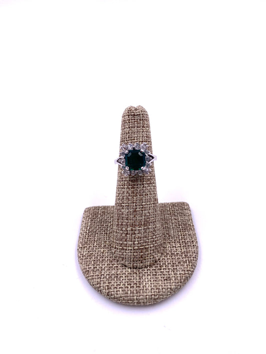 Emerald with Diamond Cocktail Ring - The Kit Vintage