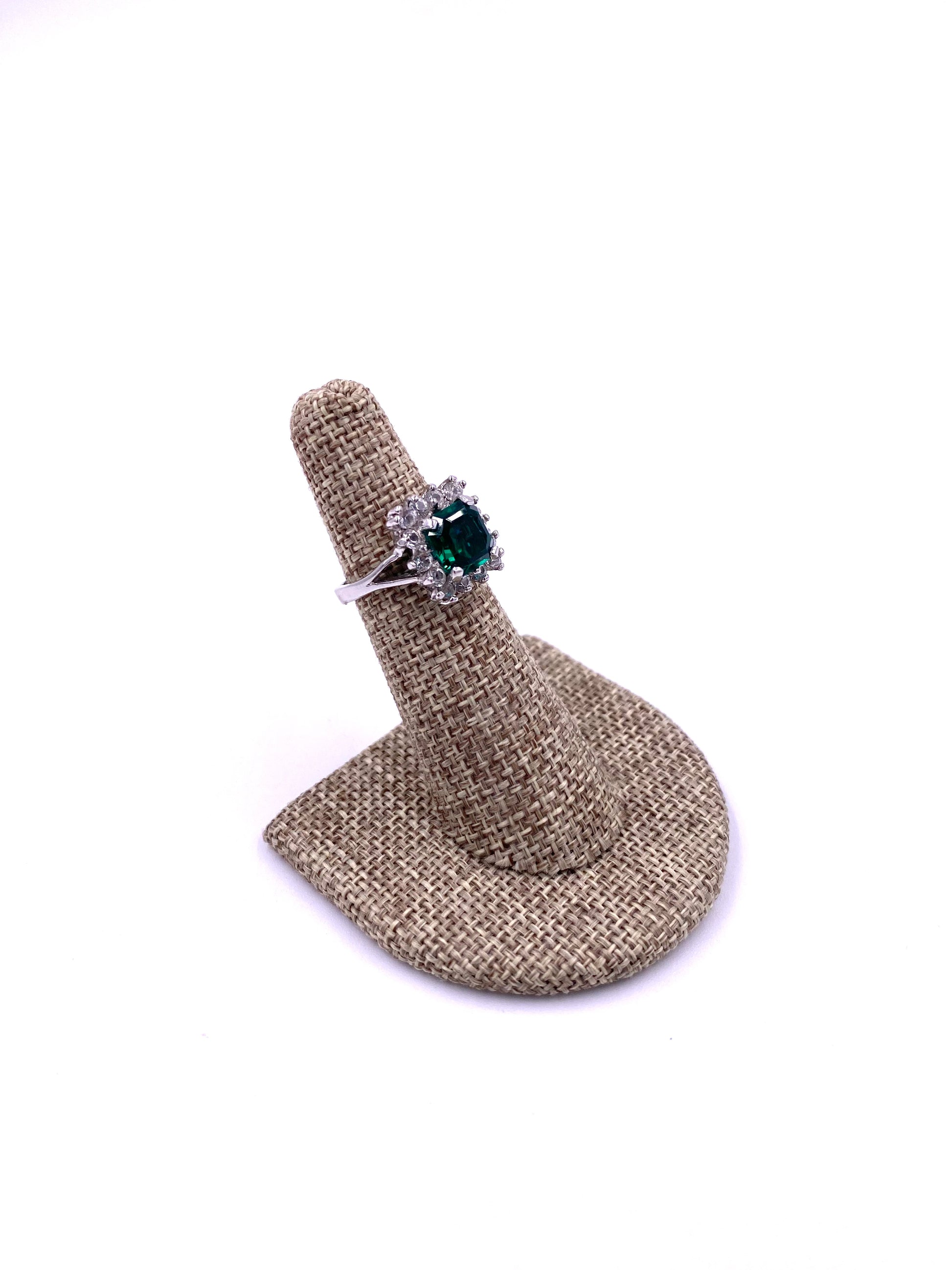 Emerald with Diamond Cocktail Ring - The Kit Vintage