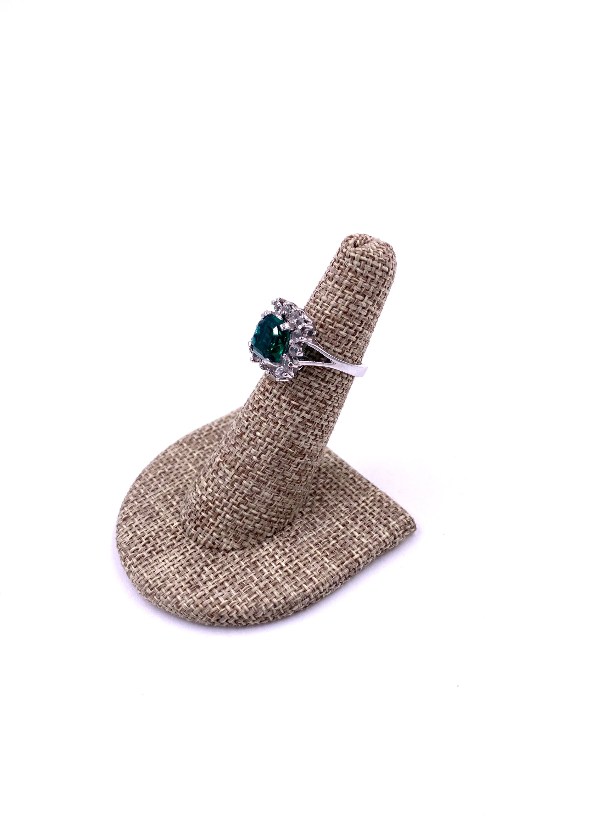 Emerald with Diamond Cocktail Ring - The Kit Vintage