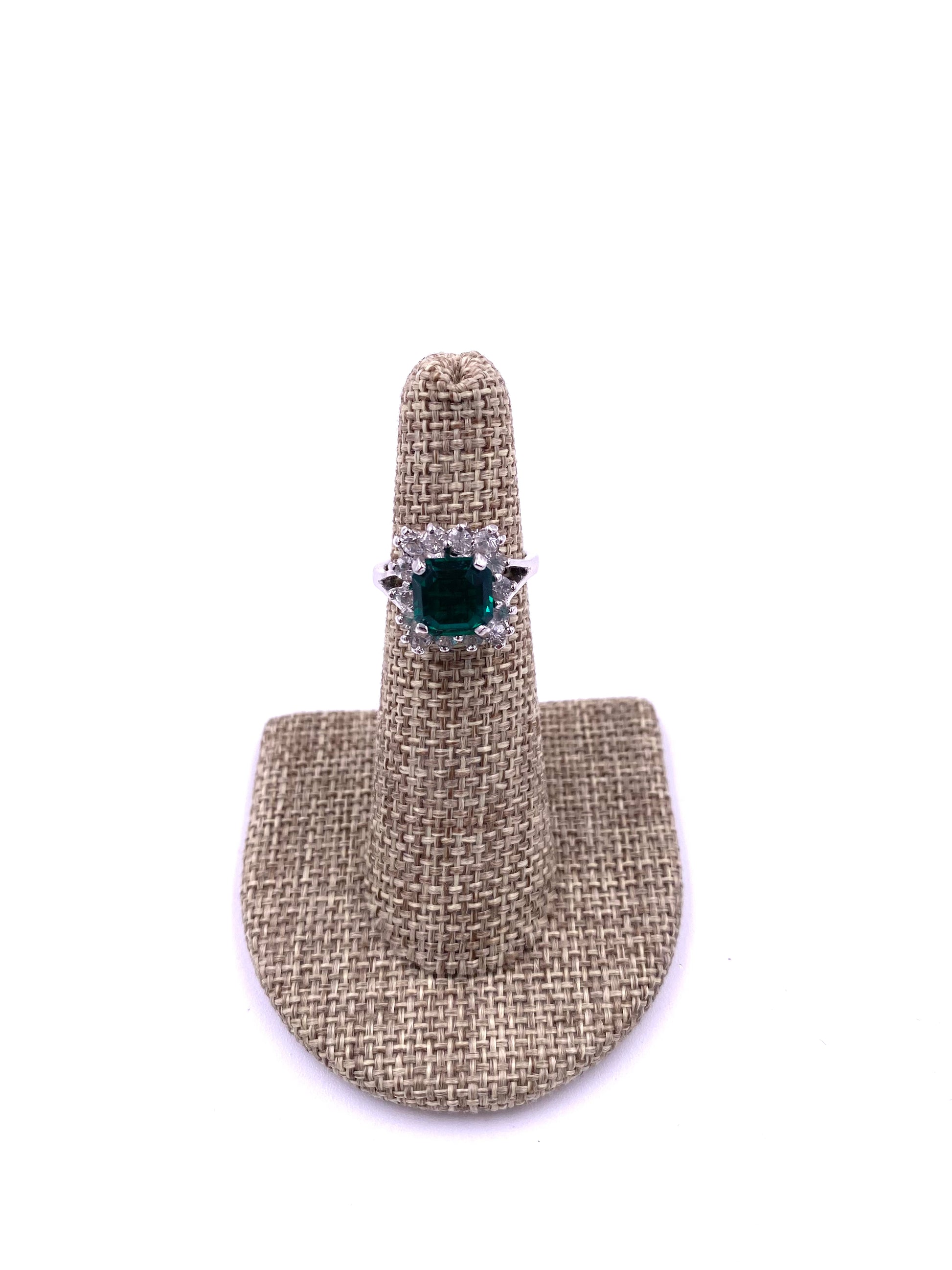 Emerald with Diamond Cocktail Ring - The Kit Vintage