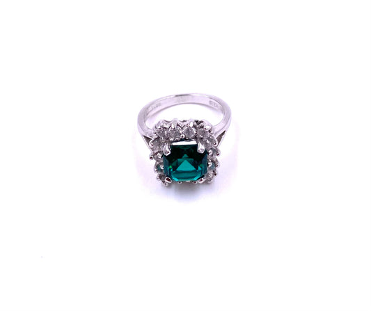 Emerald with Diamond Cocktail Ring - The Kit Vintage