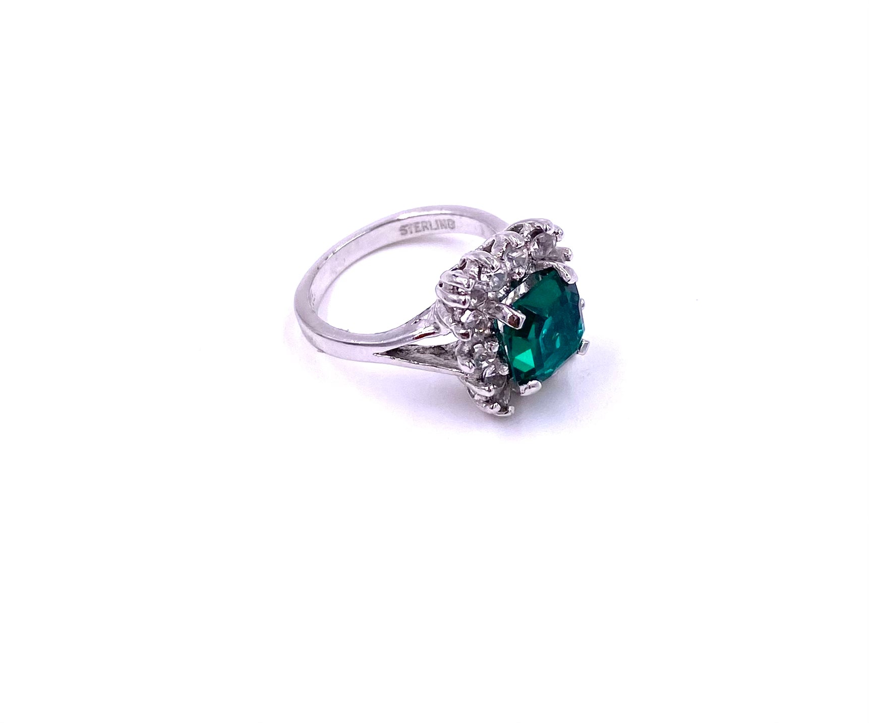 Emerald with Diamond Cocktail Ring - The Kit Vintage