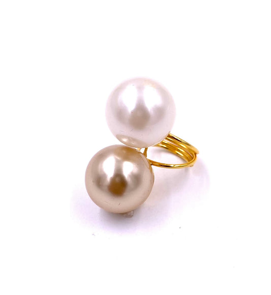 Double Pearl Cocktail Ring