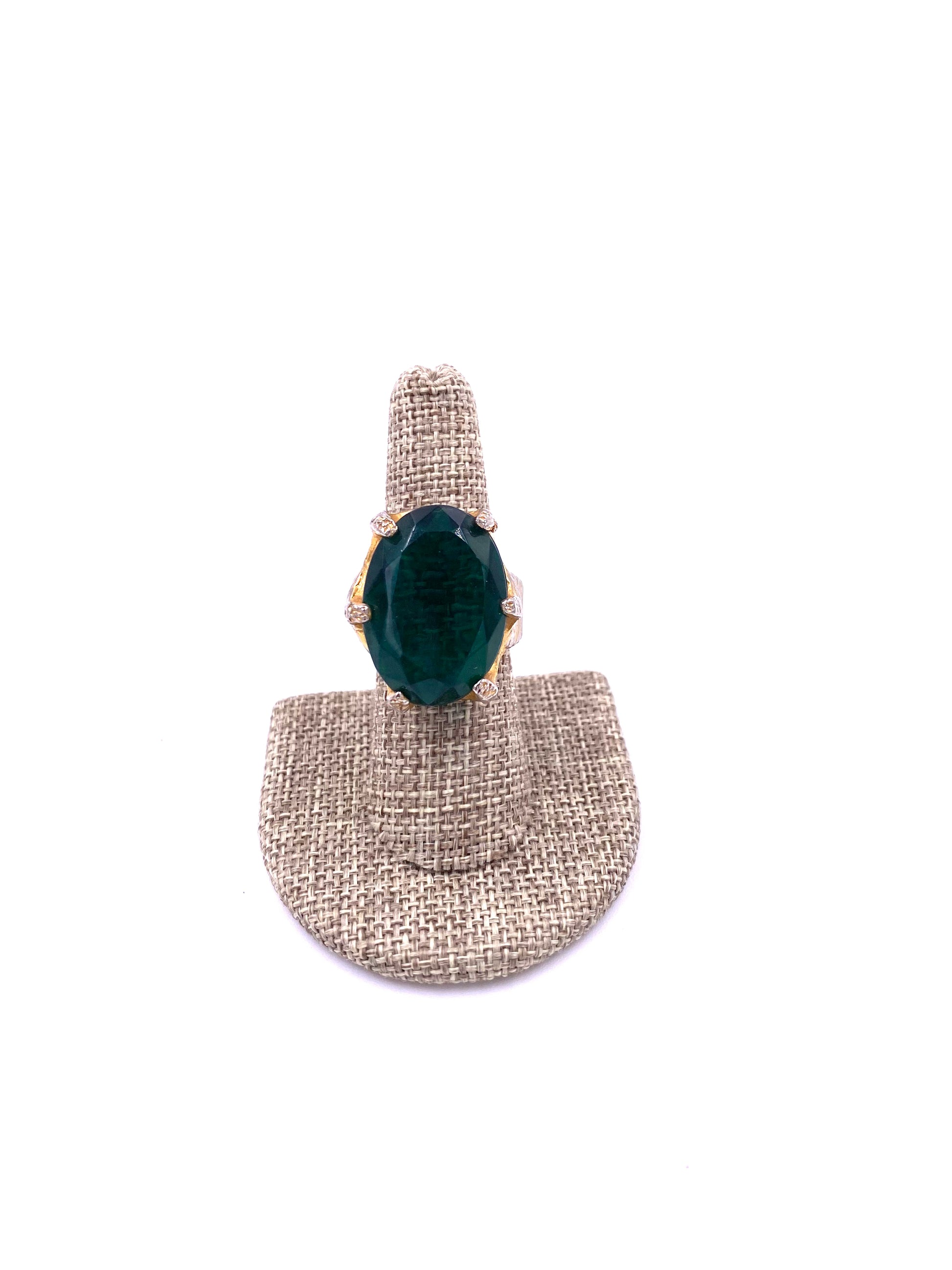 Large Emerald Textured Ring - The Kit Vintage