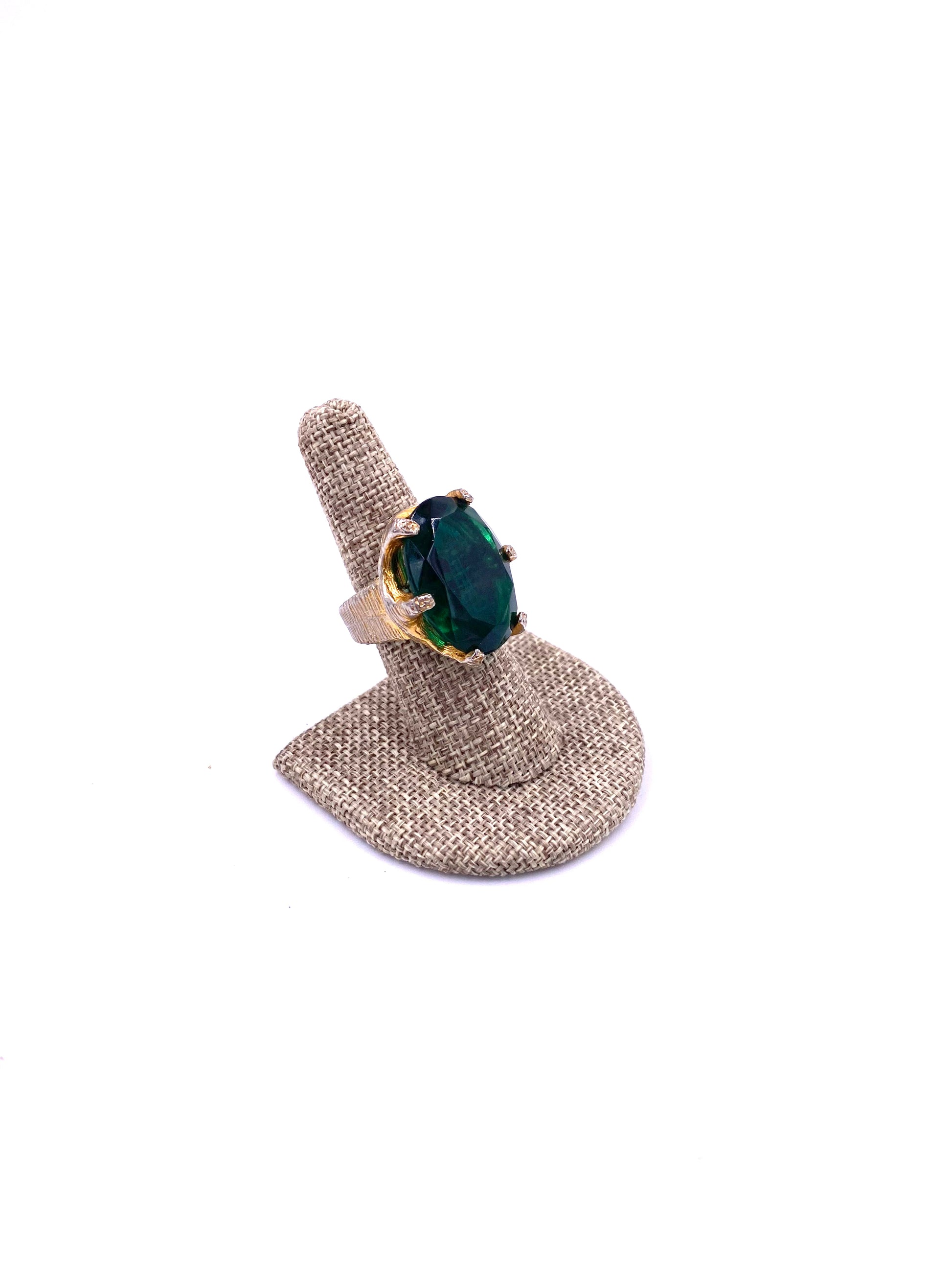 Large Emerald Textured Ring - The Kit Vintage