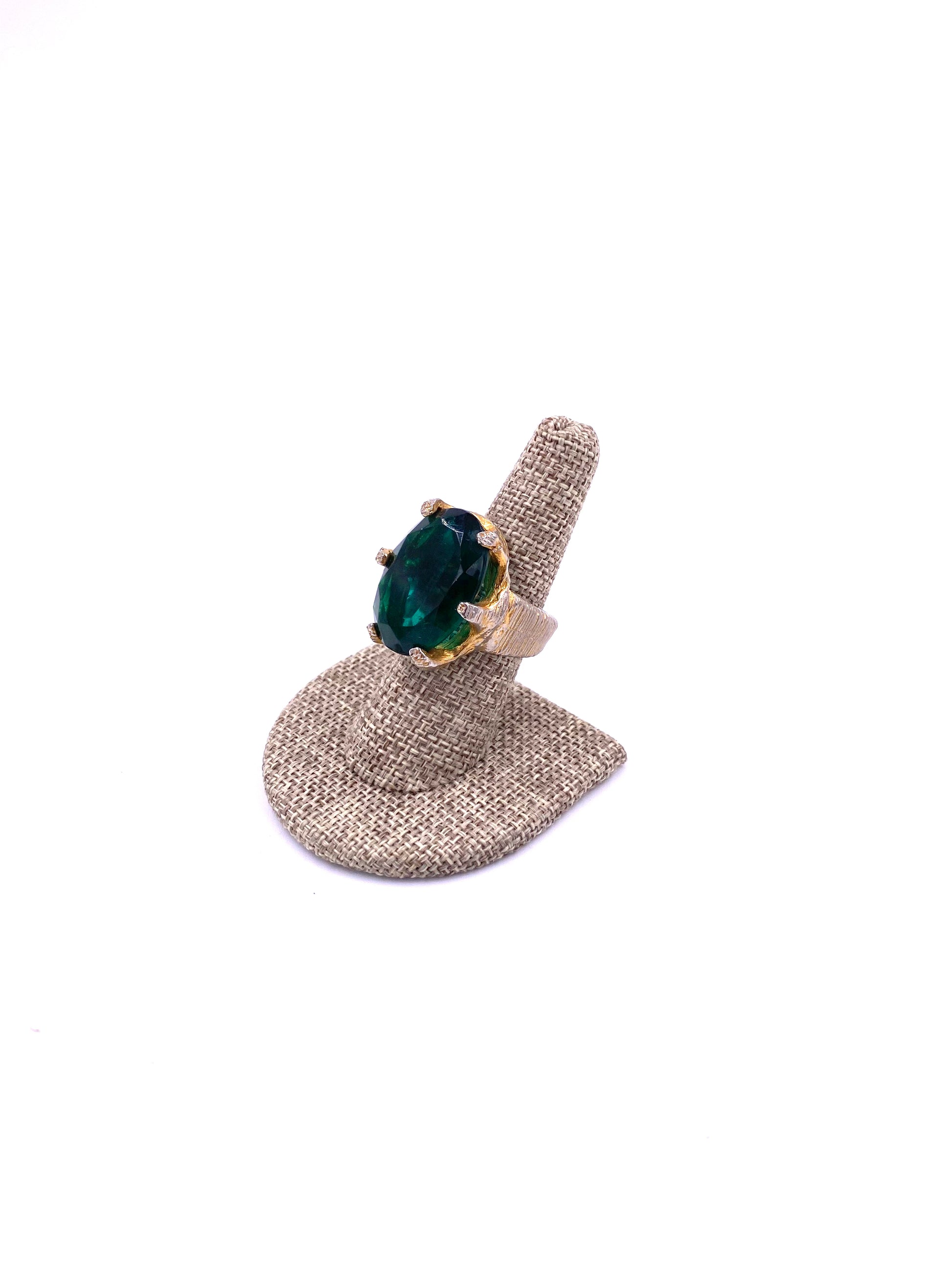 Large Emerald Textured Ring - The Kit Vintage