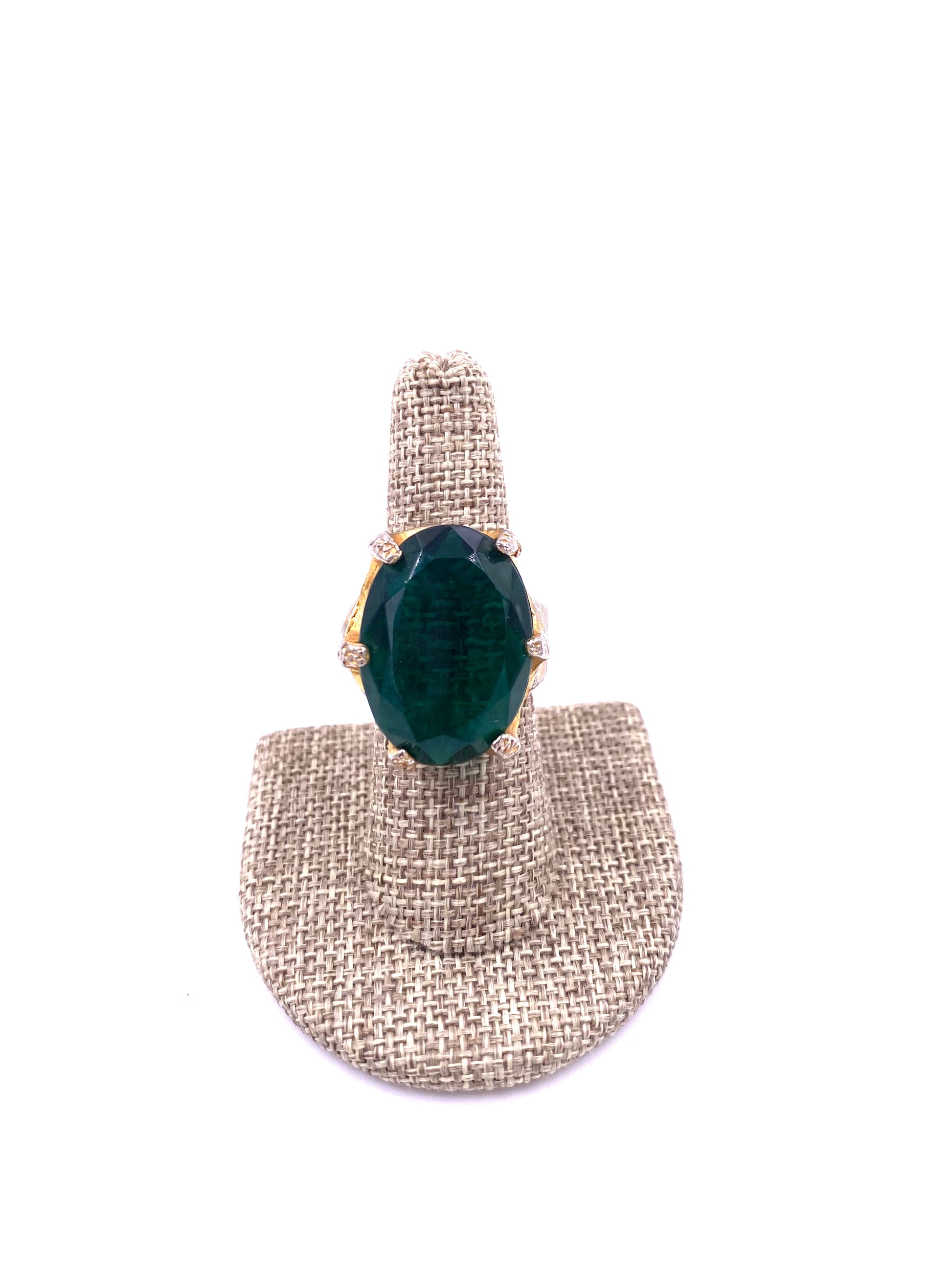 Large Emerald Textured Ring - The Kit Vintage