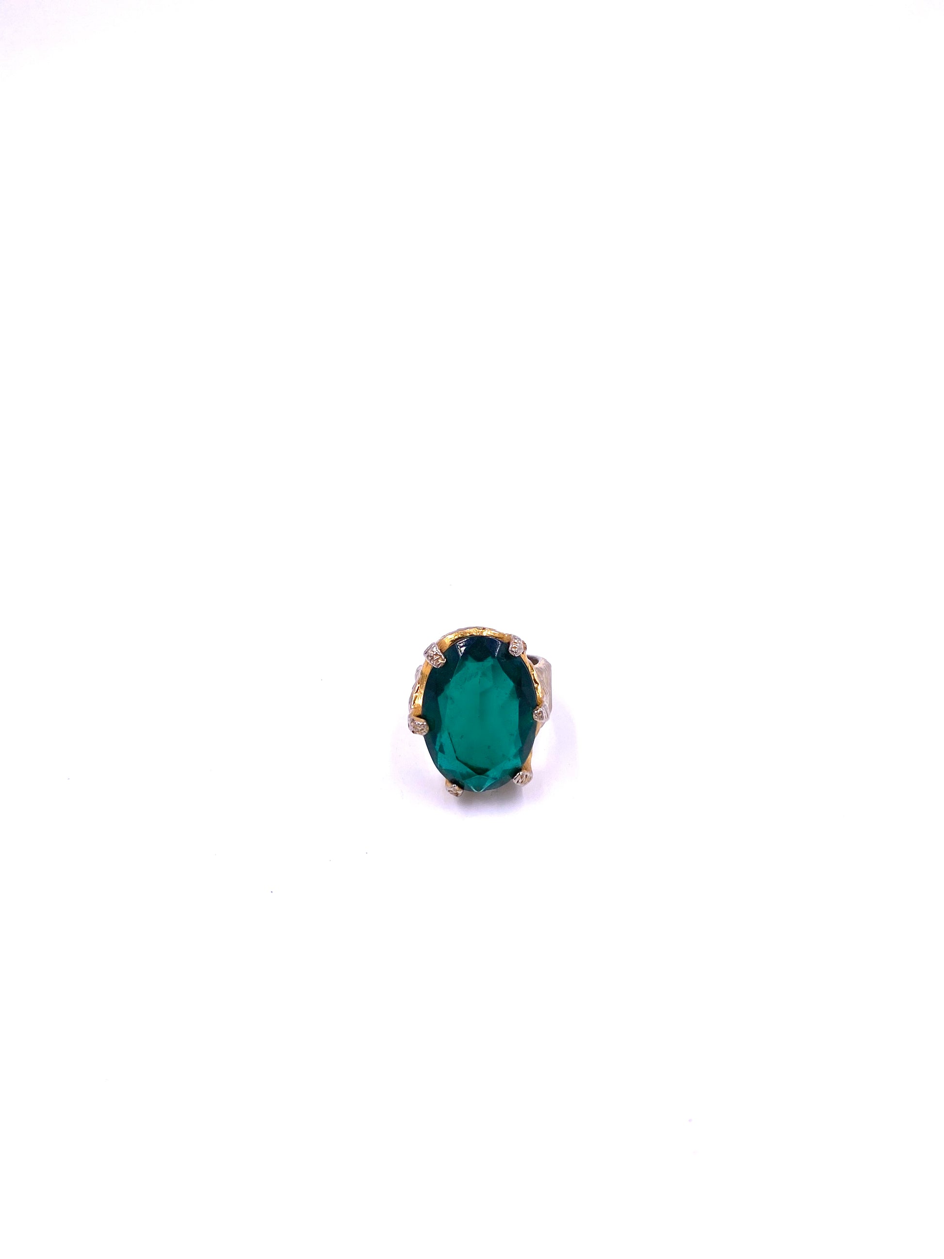 Large Emerald Textured Ring - The Kit Vintage