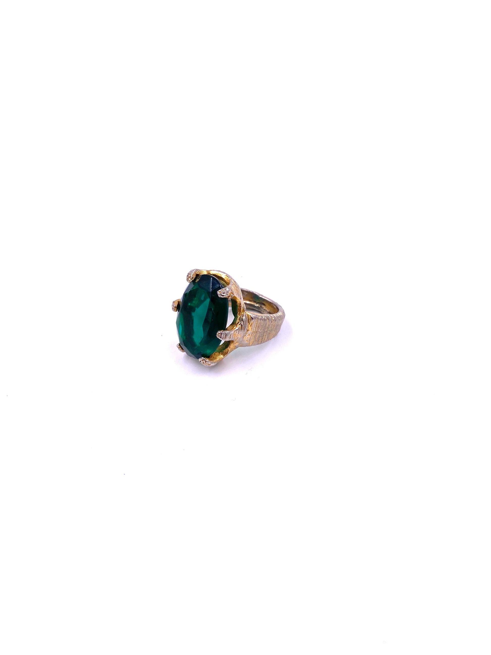 Large Emerald Textured Ring - The Kit Vintage