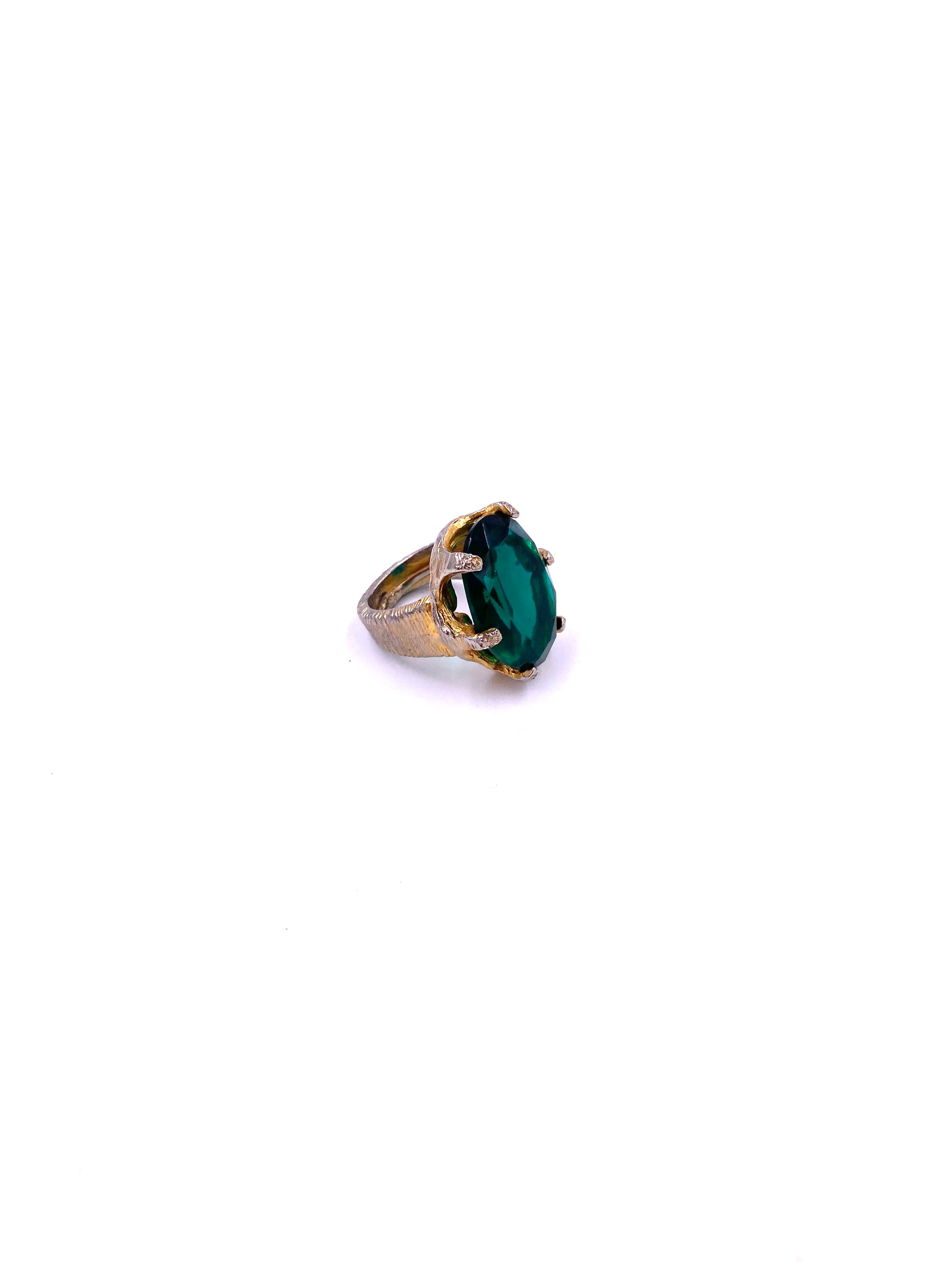 Large Emerald Textured Ring - The Kit Vintage