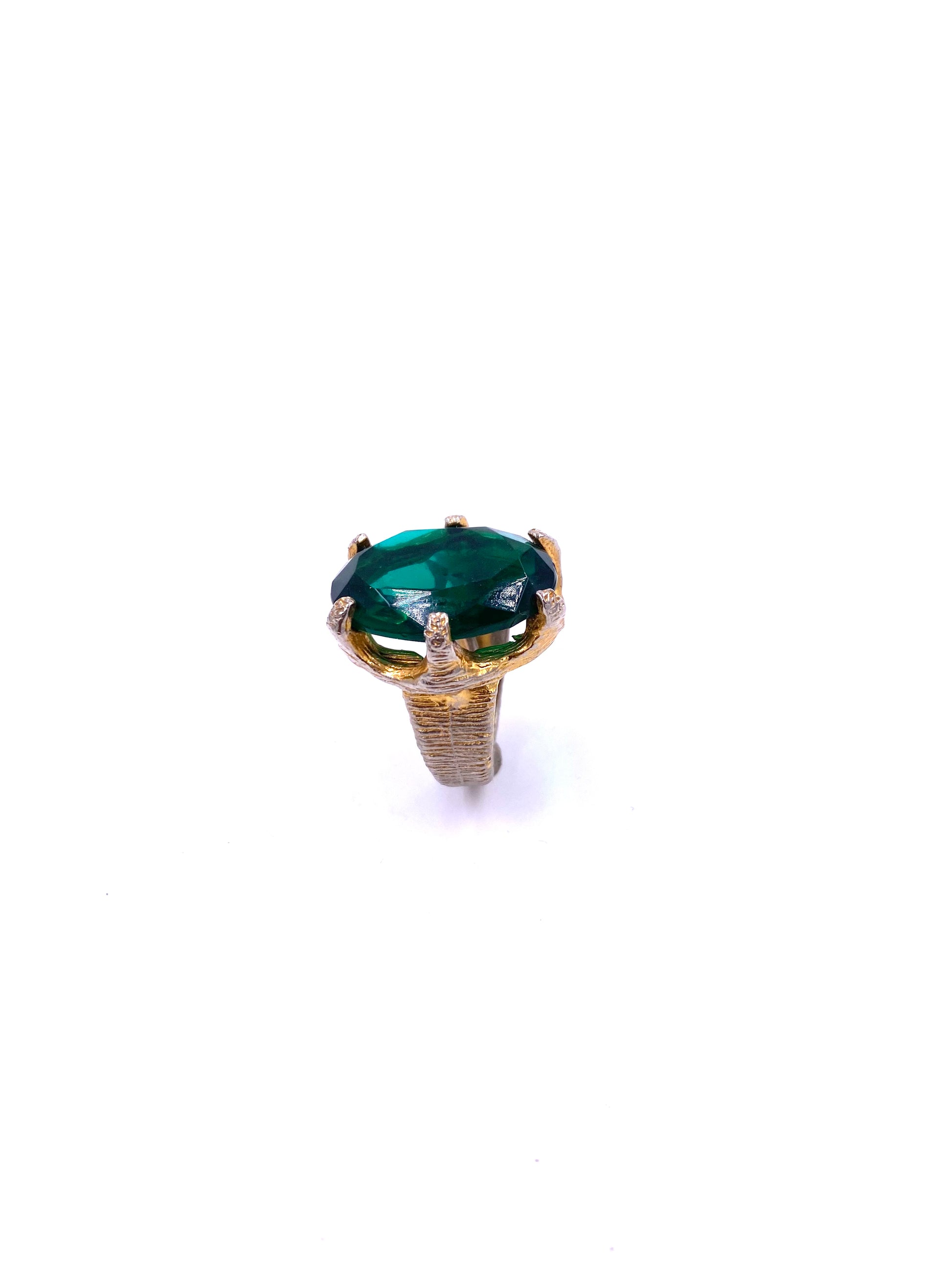 Large Emerald Textured Ring - The Kit Vintage