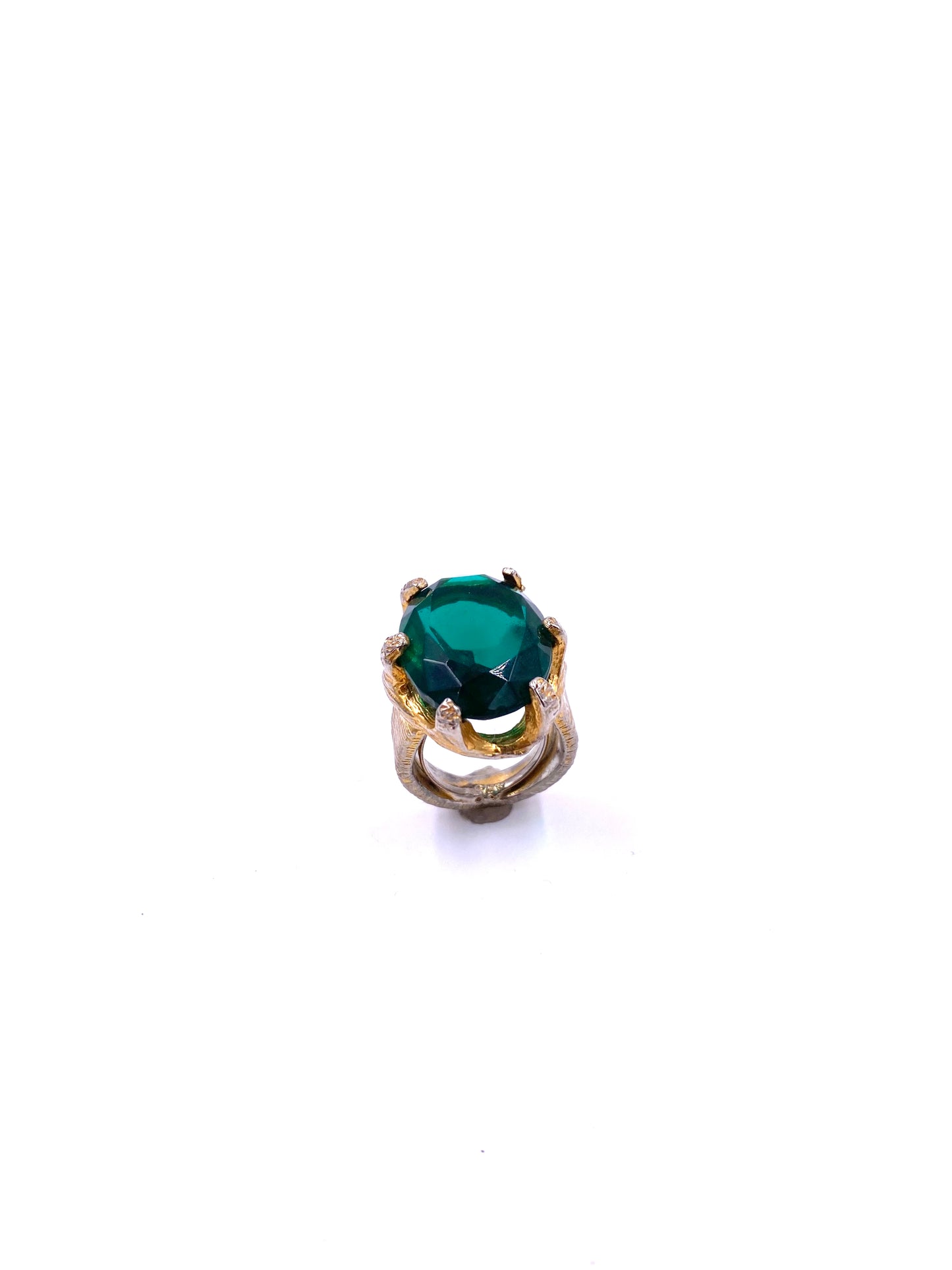 Large Emerald Textured Ring