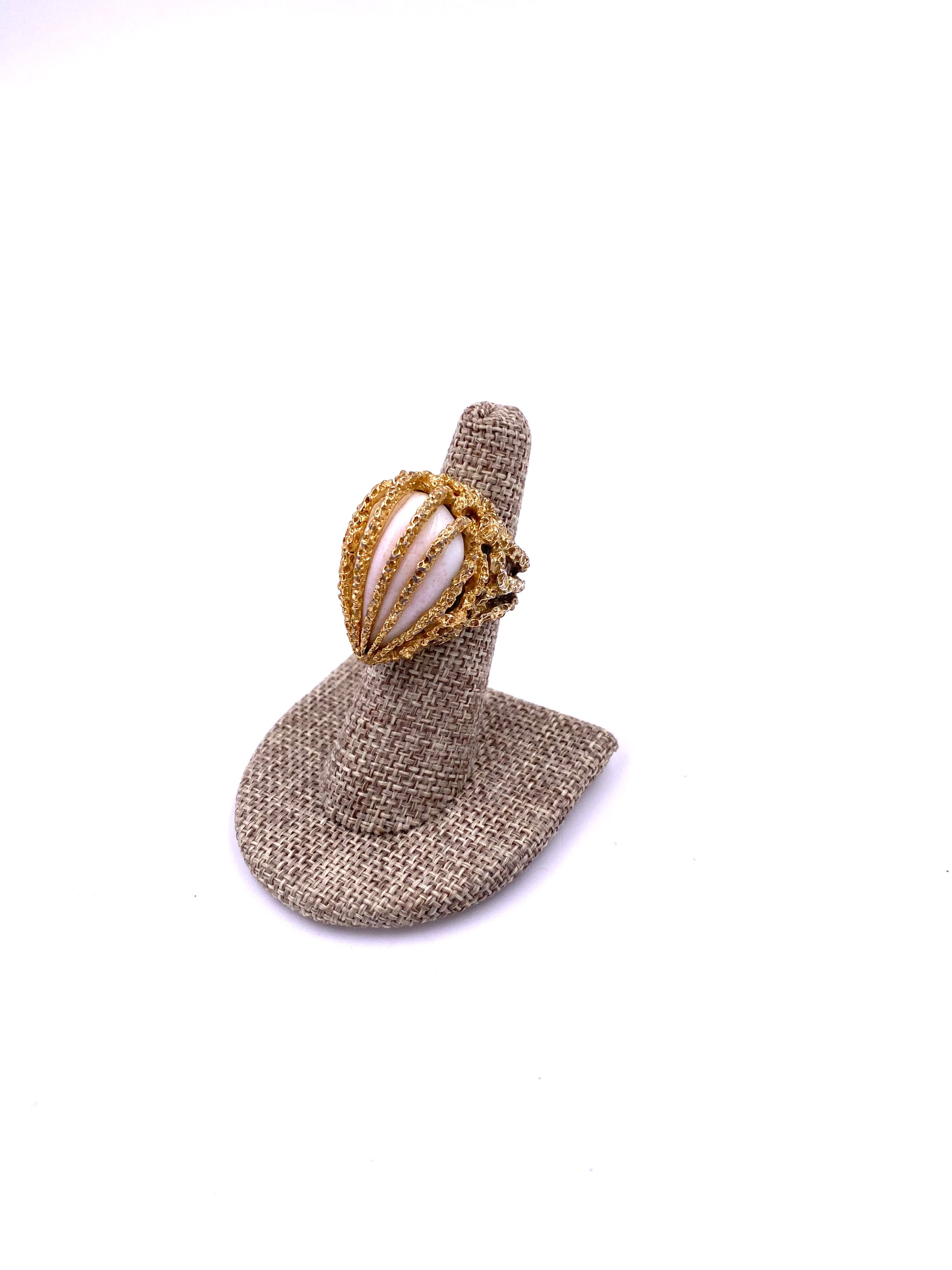 Textured Caged Stone Ring - The Kit Vintage