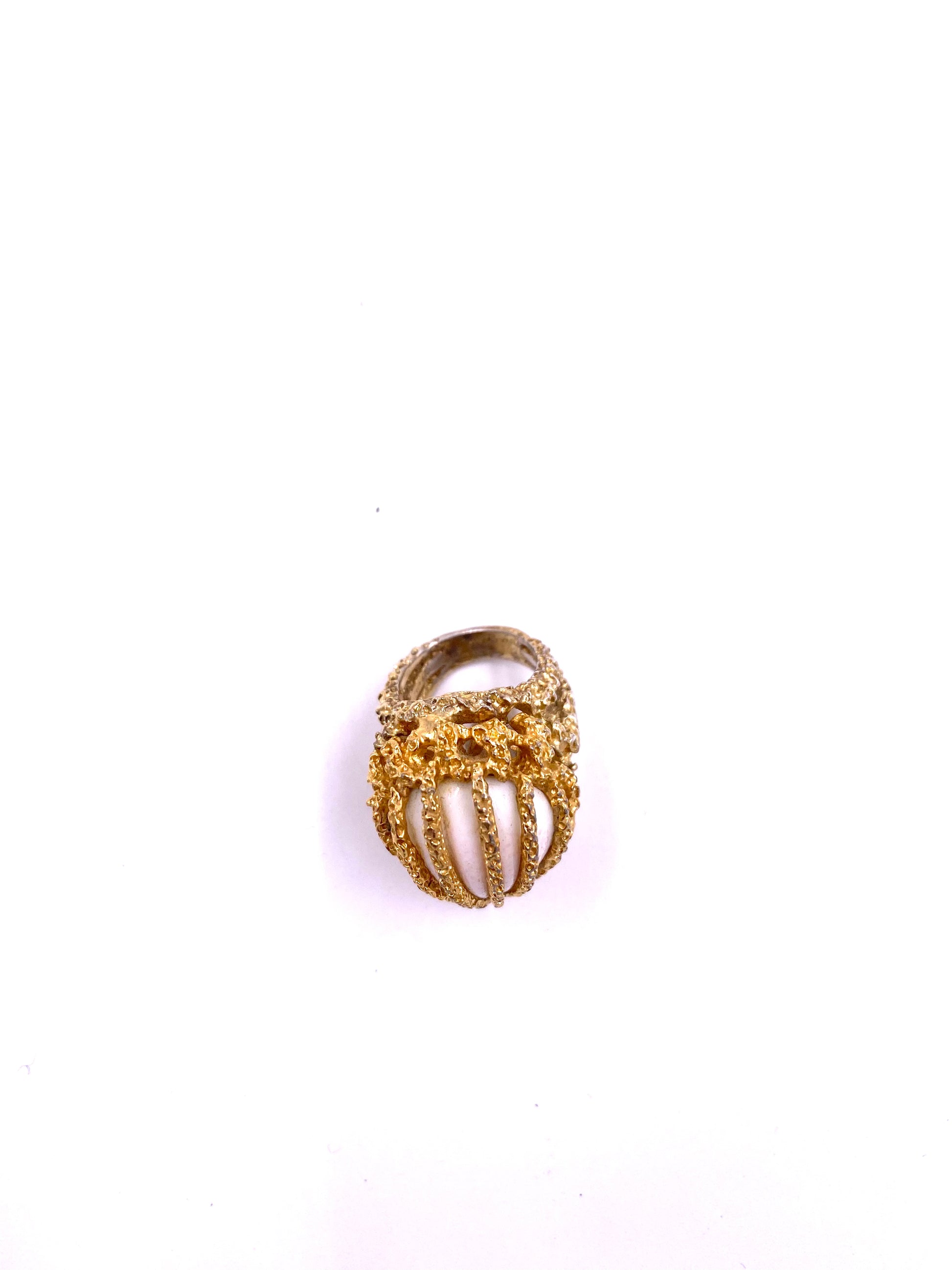 Textured Caged Stone Ring - The Kit Vintage