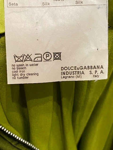 Dolce & Gabbana Green/Black Cross-Front Chiffon Gown