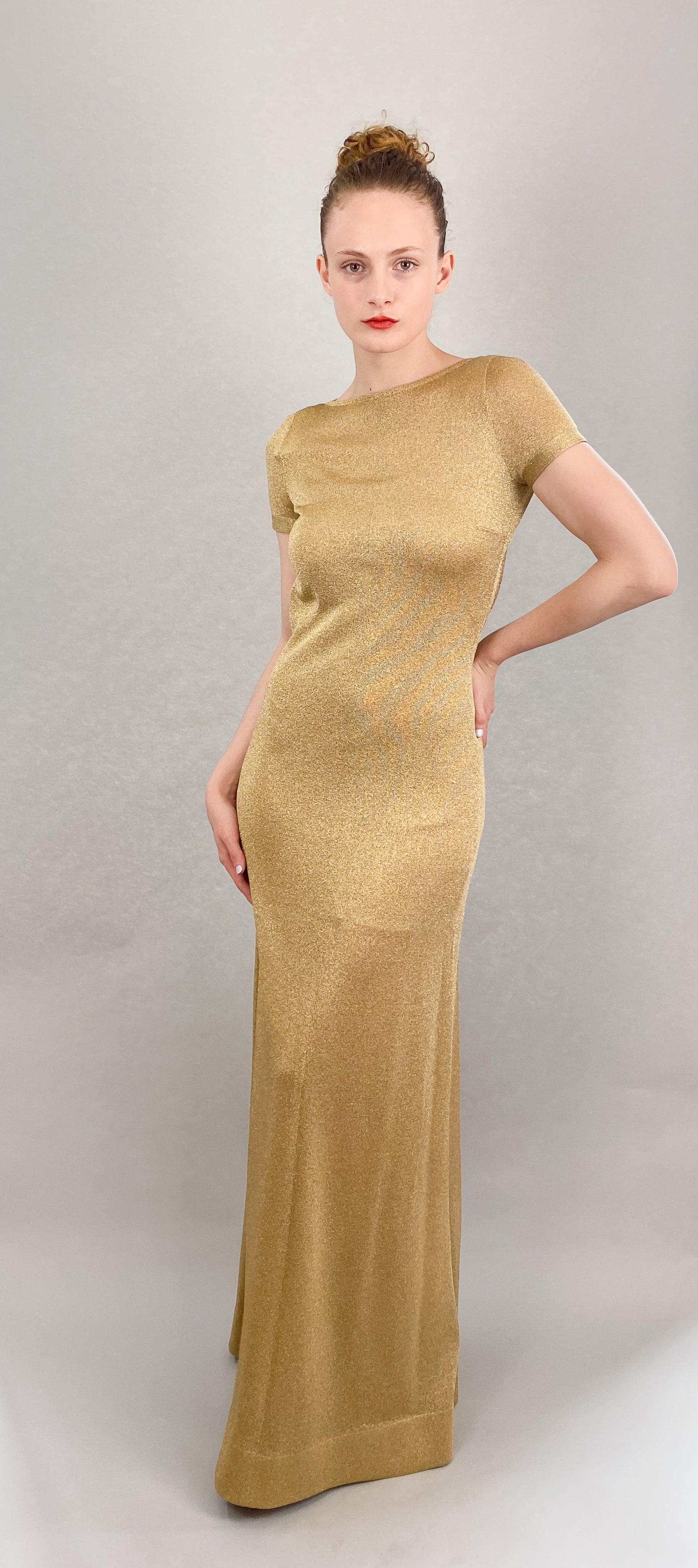 Les Copains Gold Open Back Dress - The Kit Vintage