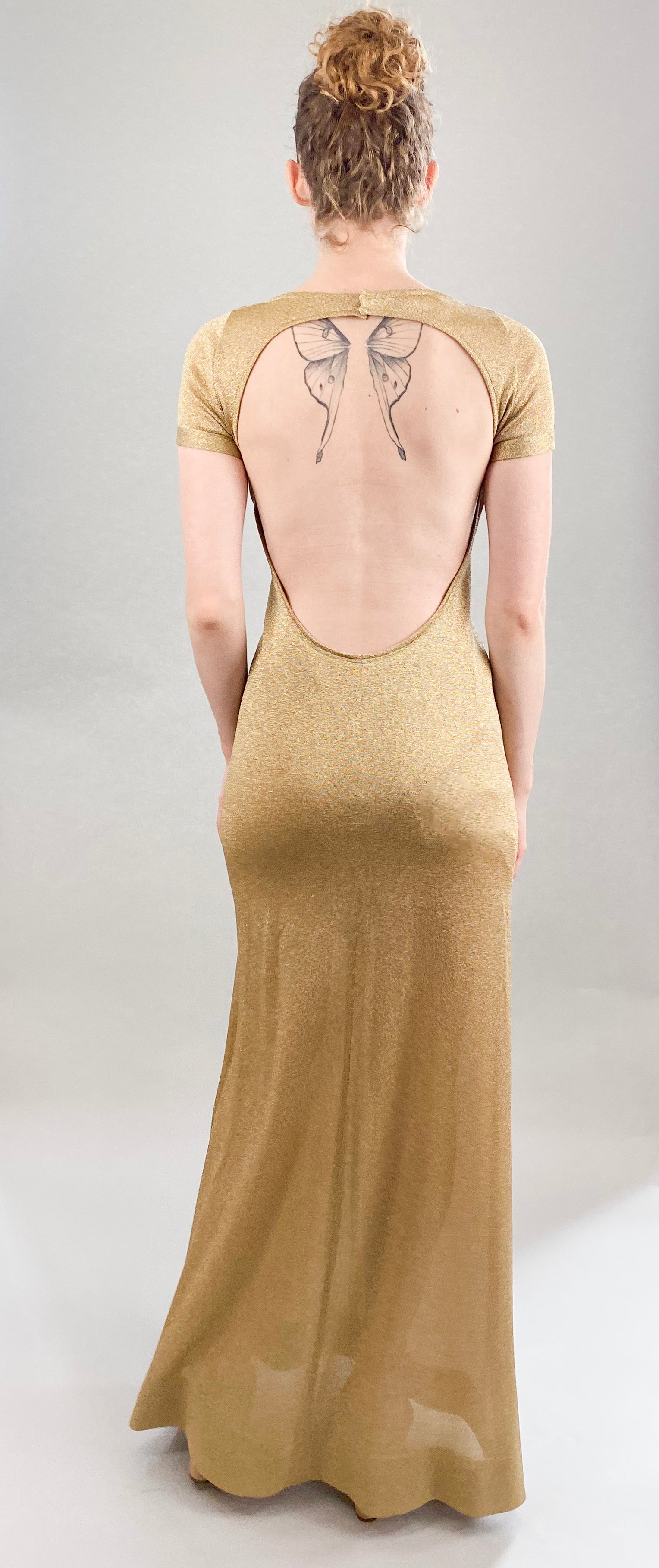 Les Copains Gold Open Back Dress - The Kit Vintage