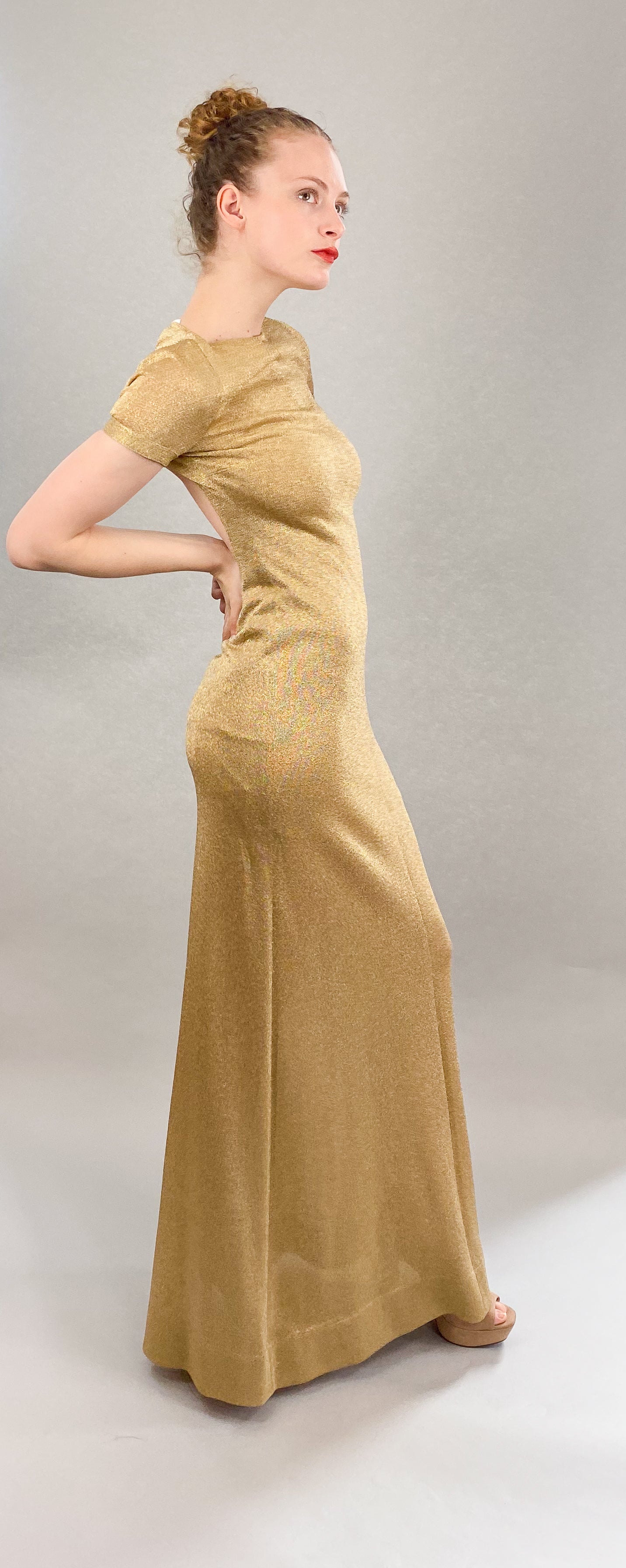 Les Copains Gold Open Back Dress - The Kit Vintage