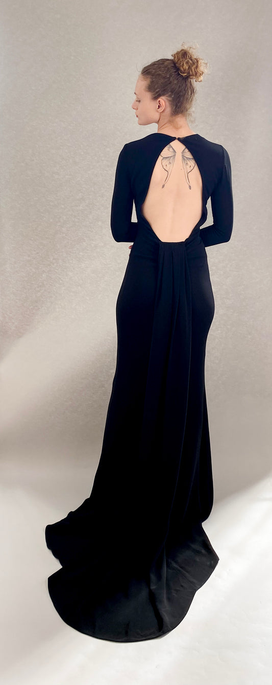 Oscar De La Renta Resort 2018 Open Back Black Gown - The Kit Vintage