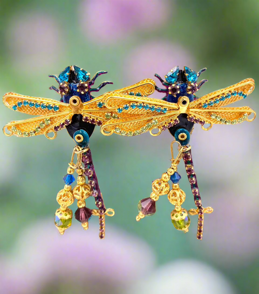 Lunch at the Ritz Earrings, Damselflies - The Kit Vintage