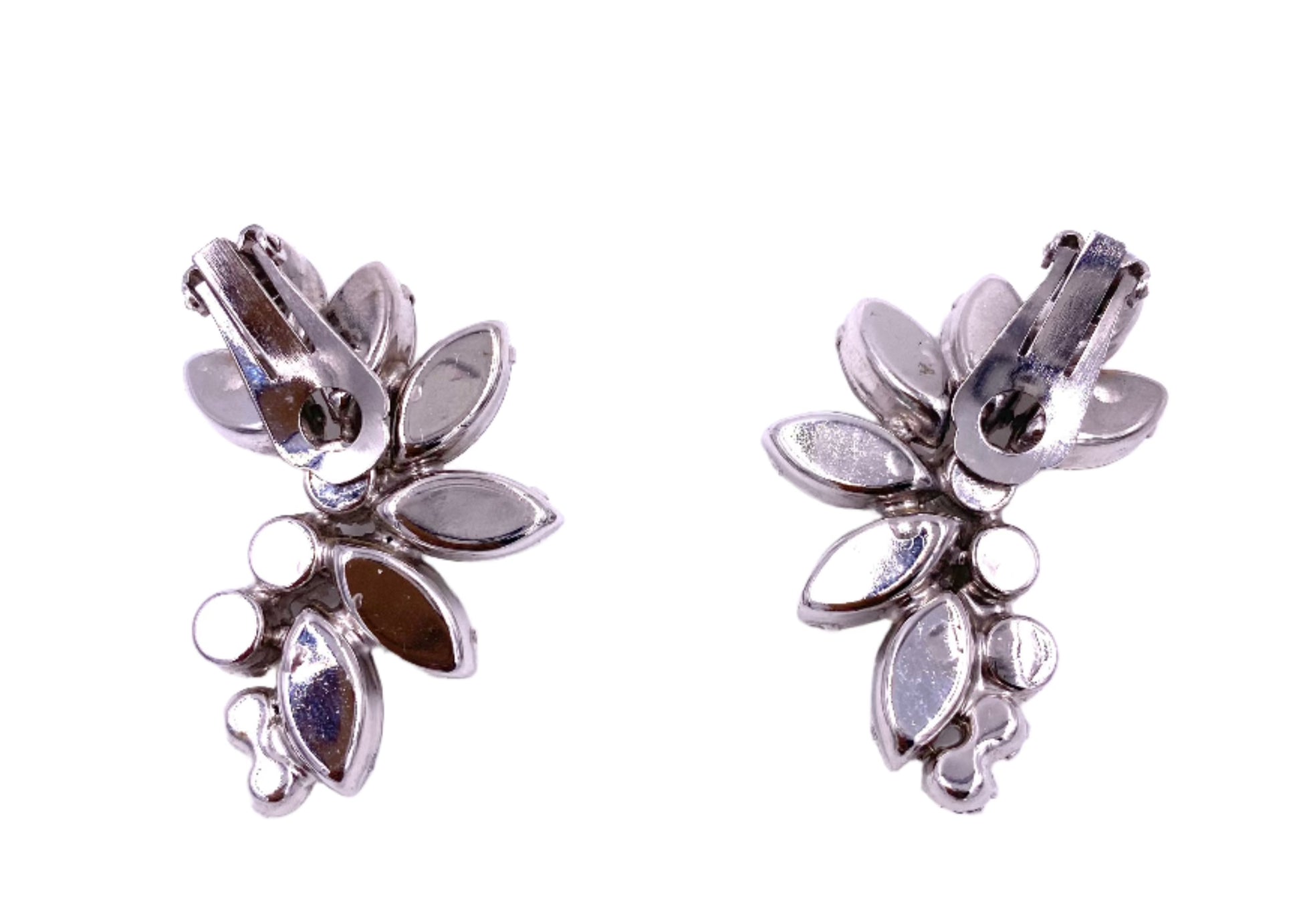 Vintage 1950's Large Crystal Clip-On Earrings - The Kit Vintage