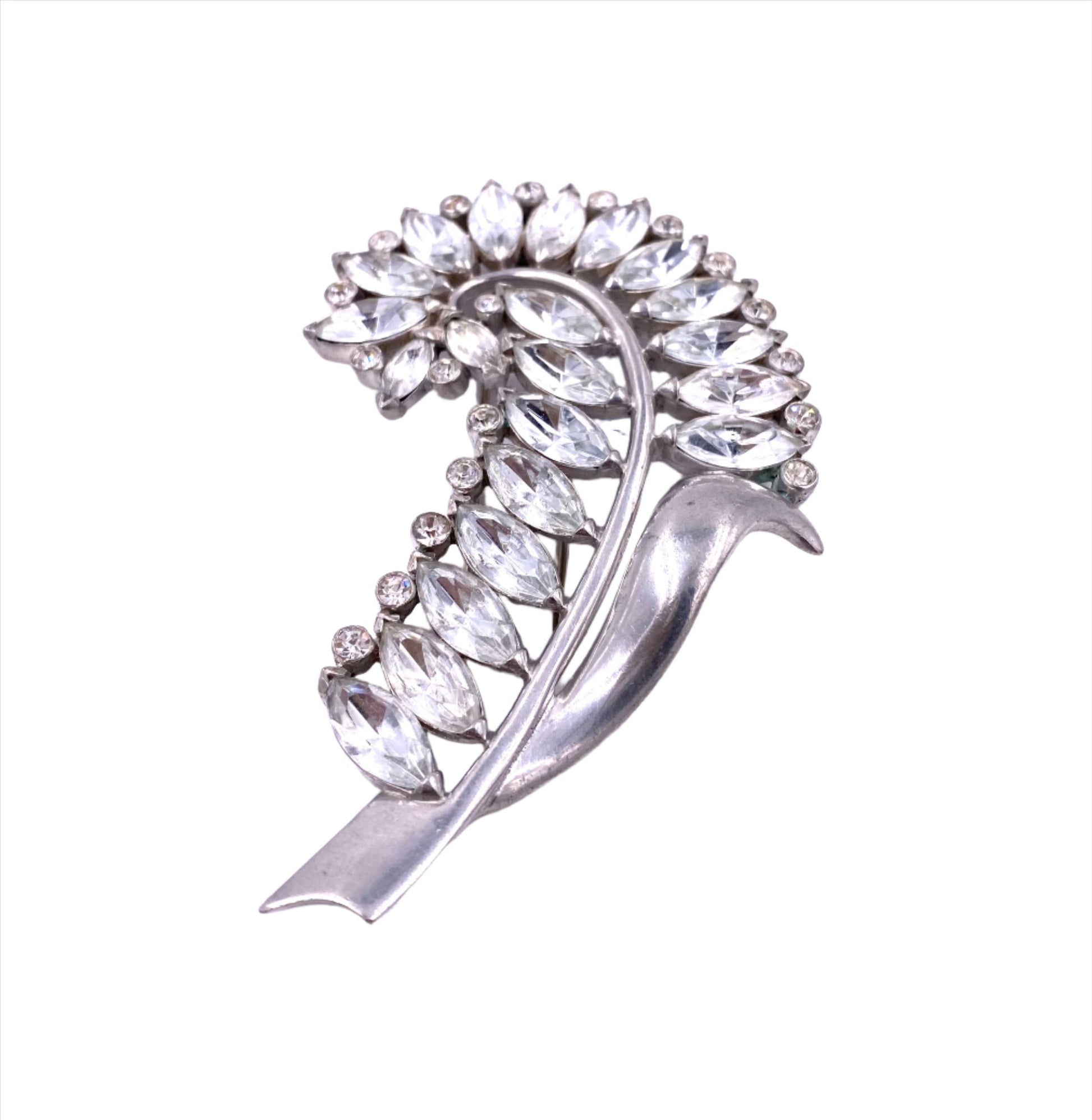 Vintage Eisenberg Large Crystal Brooch - The Kit Vintage