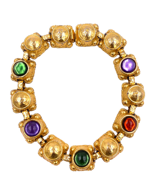 Vintage Oscar de La Renta Gold Necklace w/ Cabachon Stones