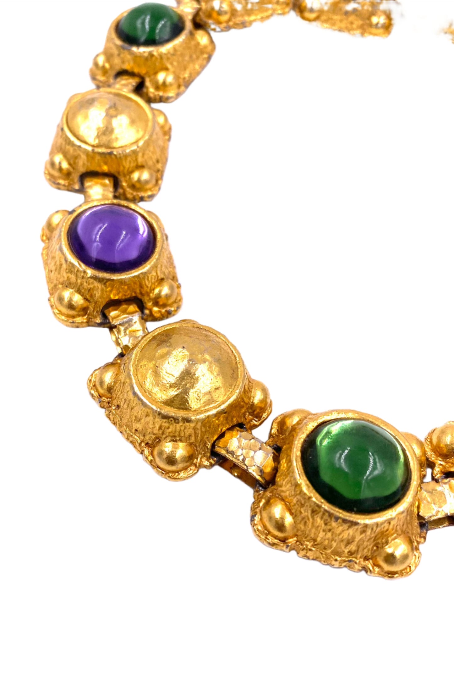 Vintage Oscar de La Renta Gold Necklace w/ Cabachon Stones