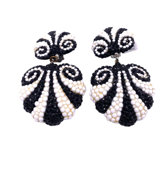 Vintage Richard Kerr Black/White Striped Beaded Drop Earring - The Kit Vintage