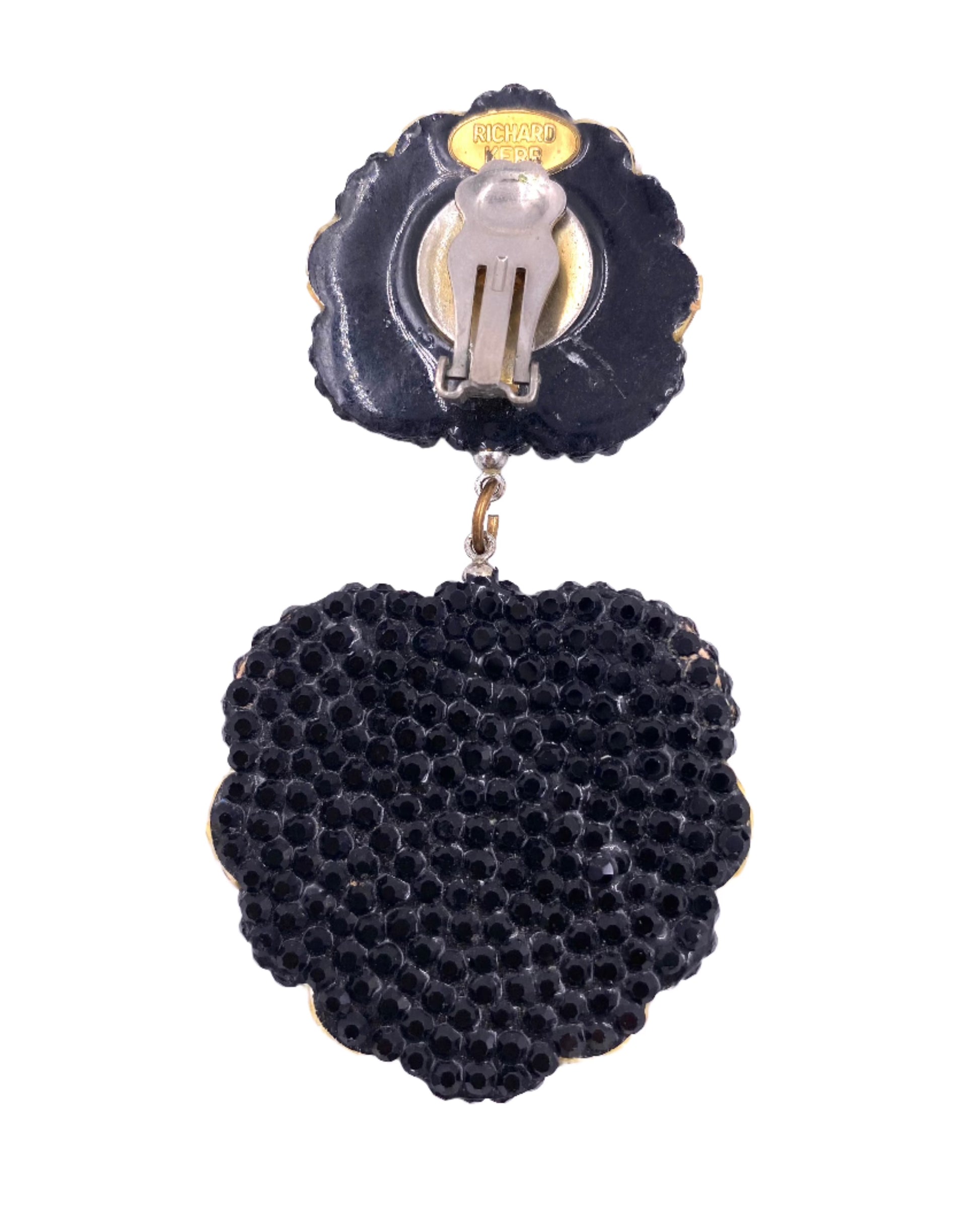 Vintage Richard Kerr Black/White Striped Beaded Drop Earring - The Kit Vintage