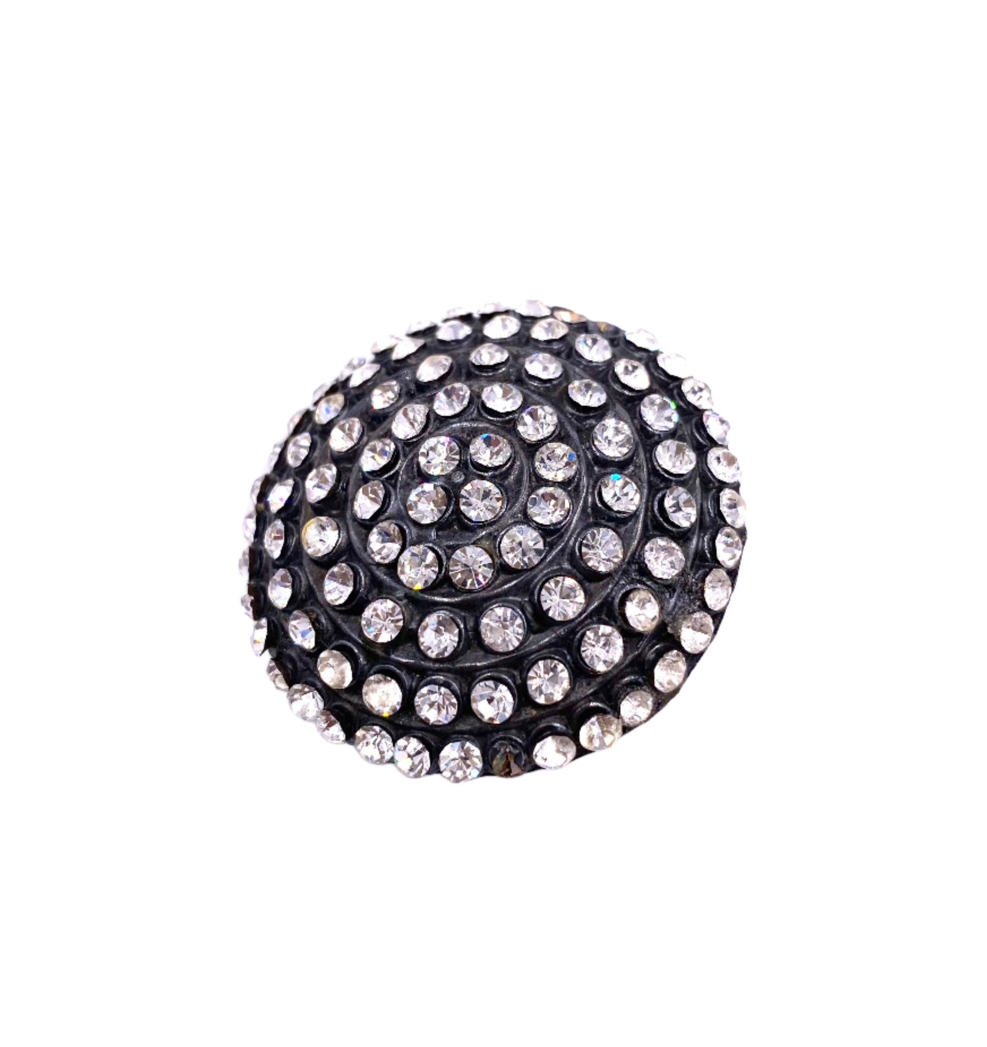Vintage Parisian GunMetal Circlular Clip-On Crystal Earrings - The Kit Vintage